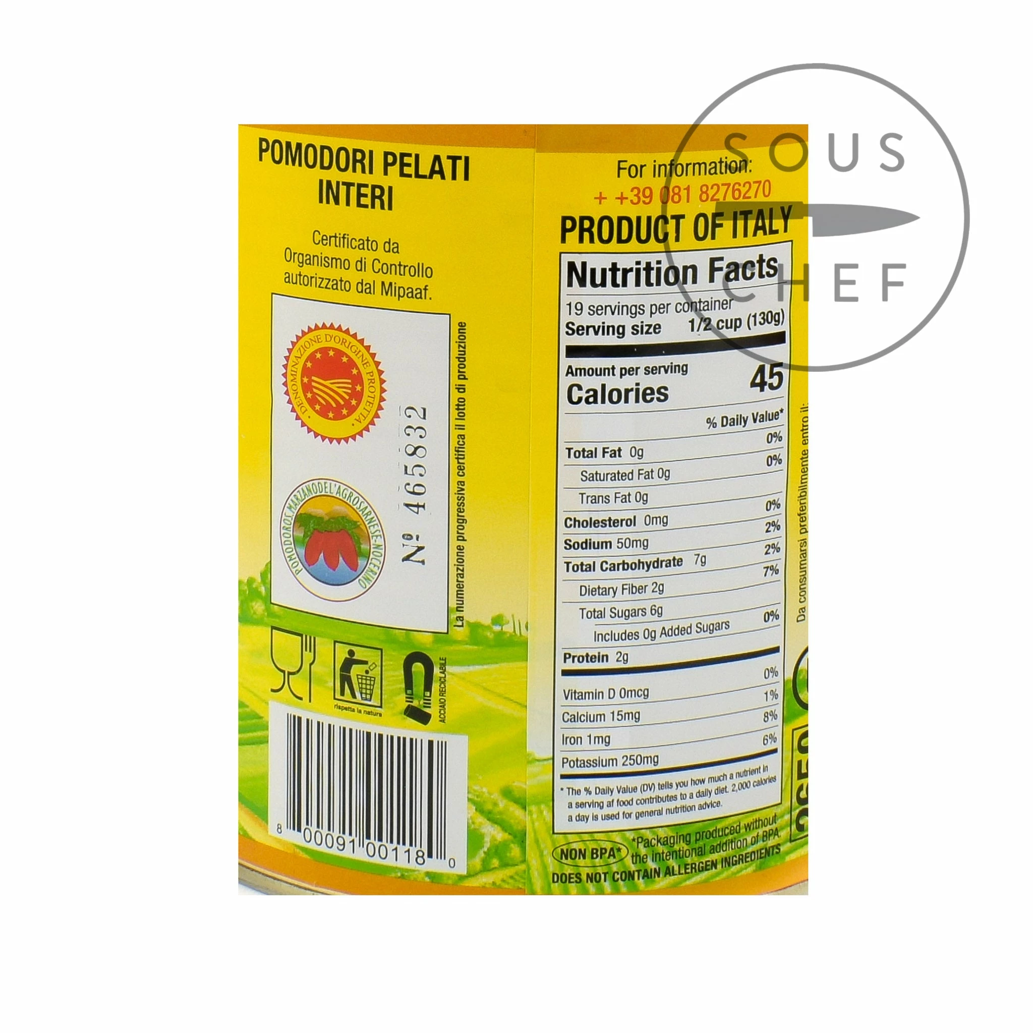 Rega DOP San Marzano Tomatoes Ingredients 8 Rega DOP San Marzano Tomatoes Ingredients