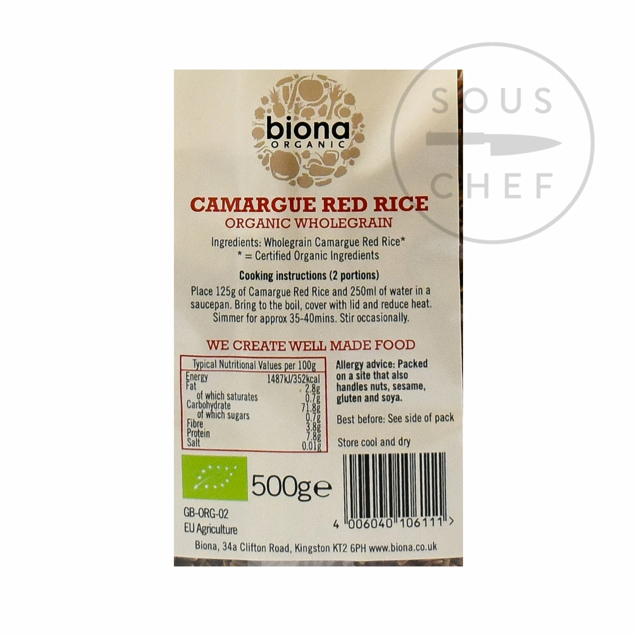 Infinity Foods Organic Camargue Red Rice 500g Ingredients 4 Infinity Foods Organic Camargue Red Rice 500g Ingredients