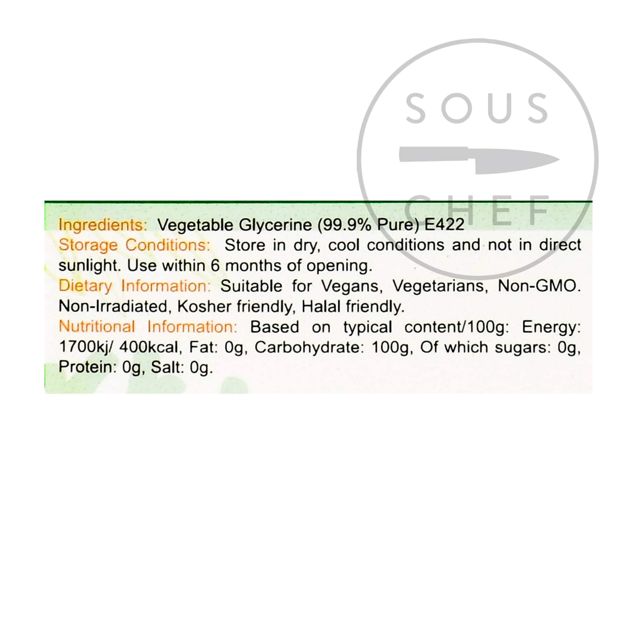 Special Ingredients Ingredients Vegetable Glycerine 1 Litre 4 Special Ingredients Ingredients Vegetable Glycerine 1 Litre