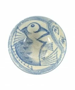 Kiji Stoneware & Ceramics Rice Bowl With Blue Fish