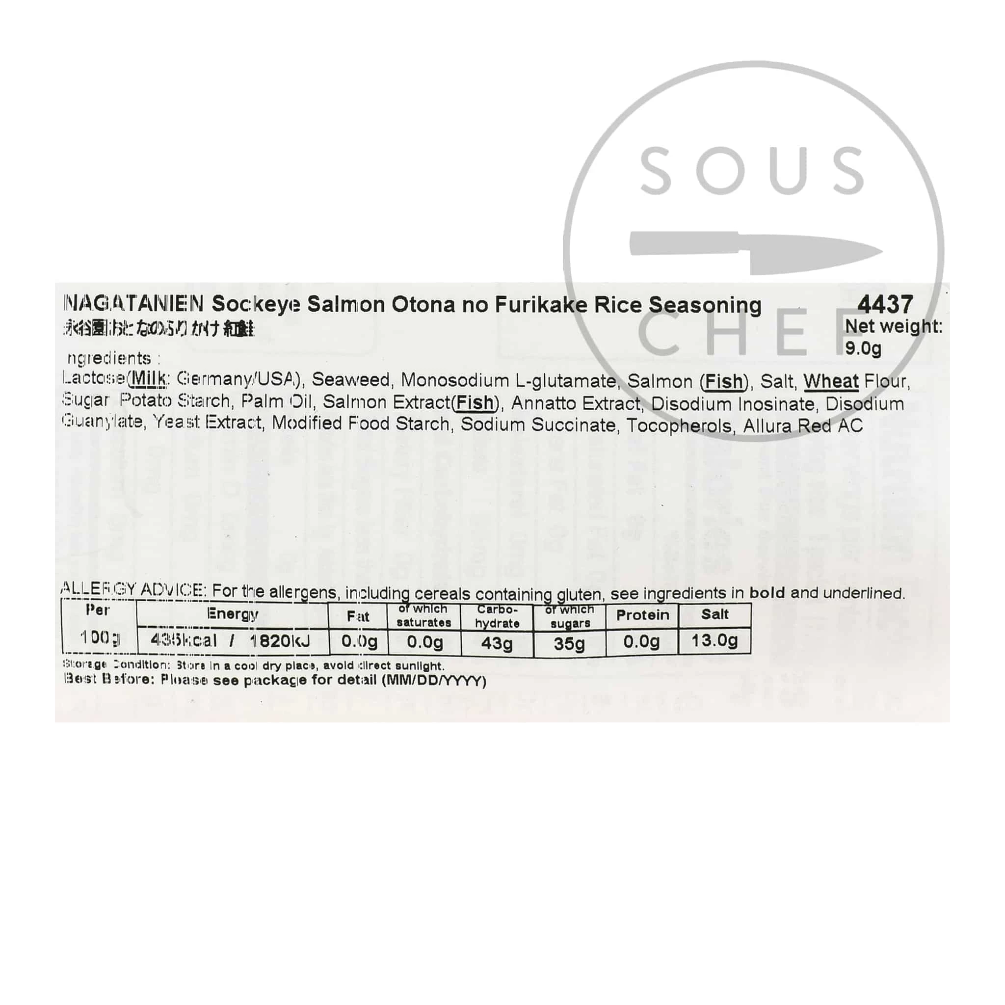 NAGATANIEN Otonano Salmon Furikake Rice Seasoning, 5 Sachets Ingredients 4 NAGATANIEN Otonano Salmon Furikake Rice Seasoning, 5 Sachets Ingredients