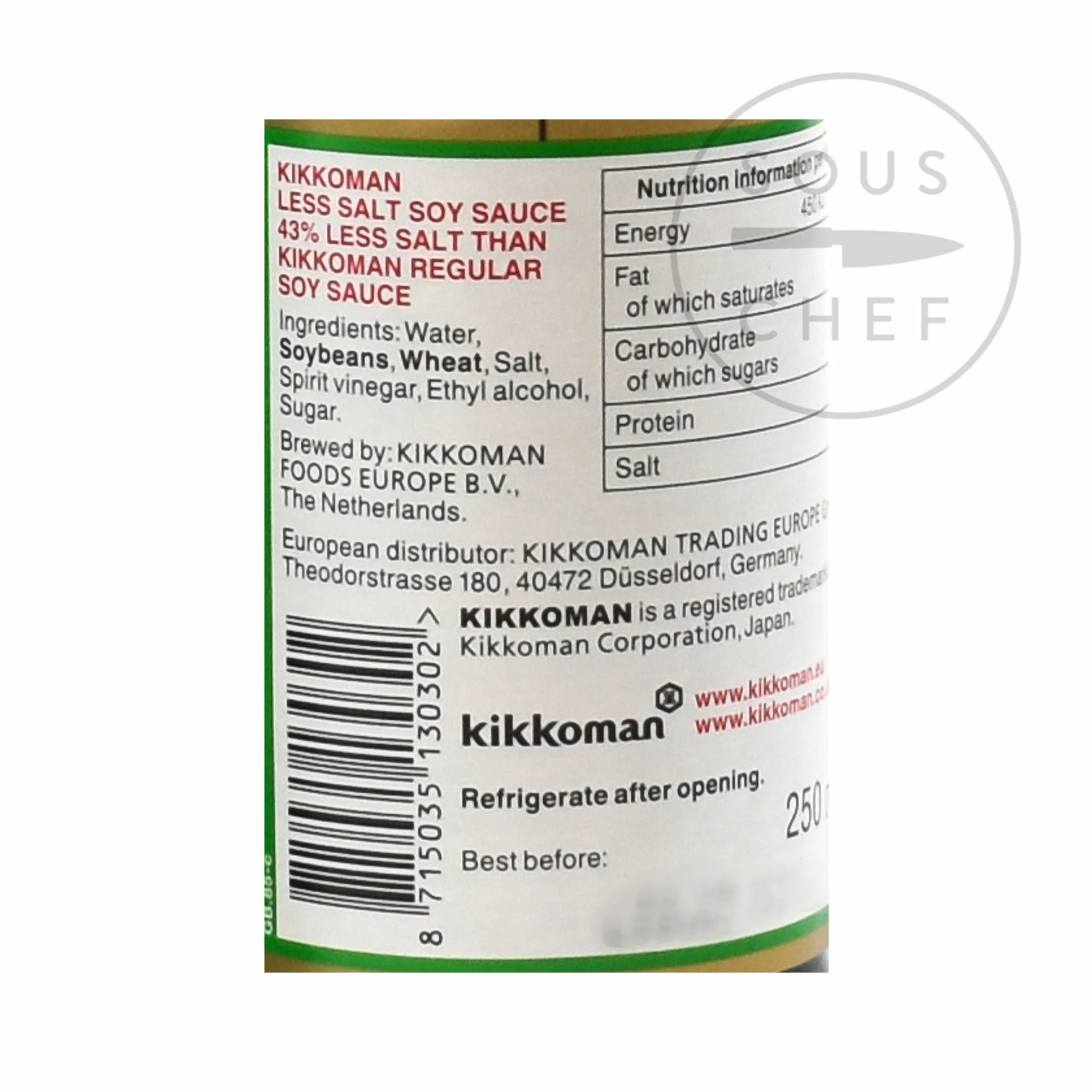 Ingredients Kikkoman Soy Sauce - Less Salt 250ml 6 Ingredients Kikkoman Soy Sauce - Less Salt 250ml