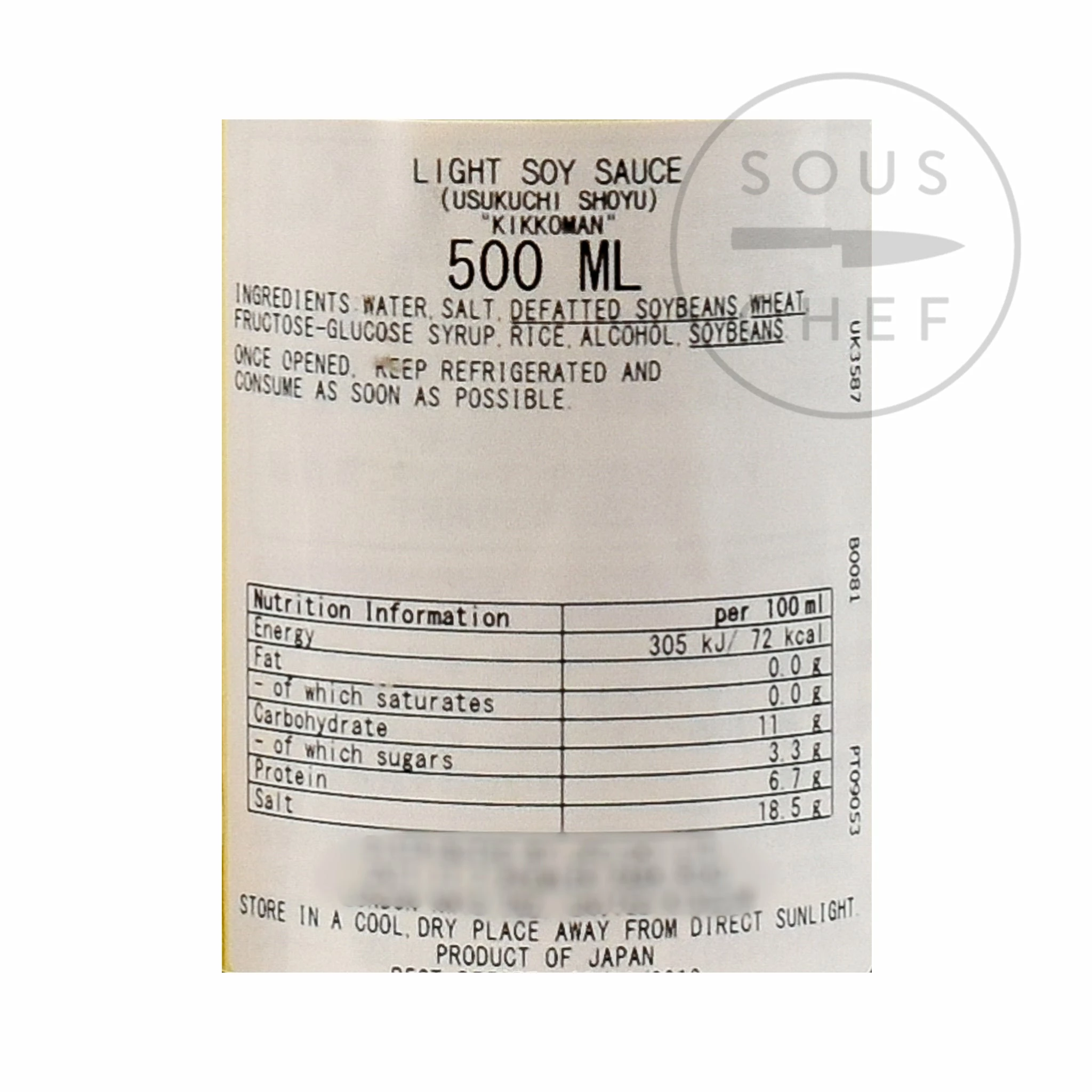 Ingredients Kikkoman Usukuchi Shoyu - Light Soy Sauce 500ml 4 Ingredients Kikkoman Usukuchi Shoyu - Light Soy Sauce 500ml