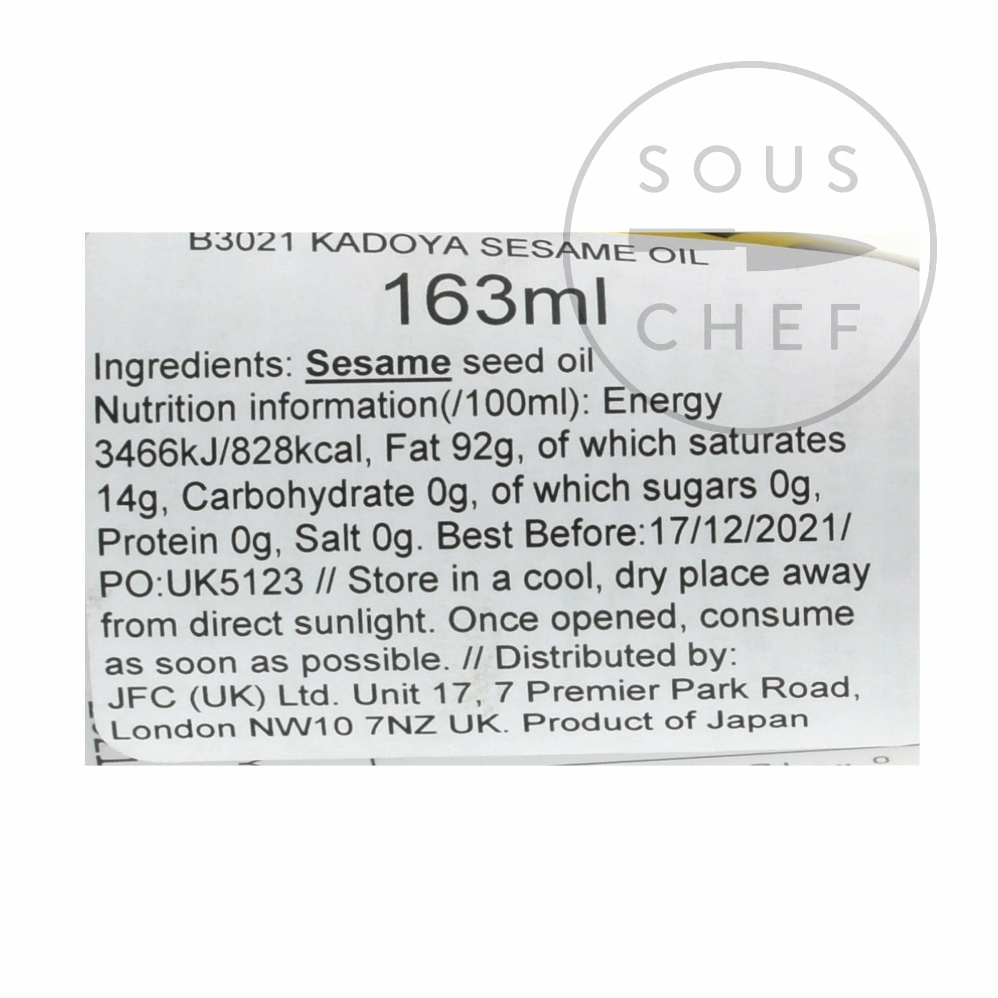 Kadoya Japanese Pure Sesame Oil 163ml Ingredients 4 Kadoya Japanese Pure Sesame Oil 163ml Ingredients