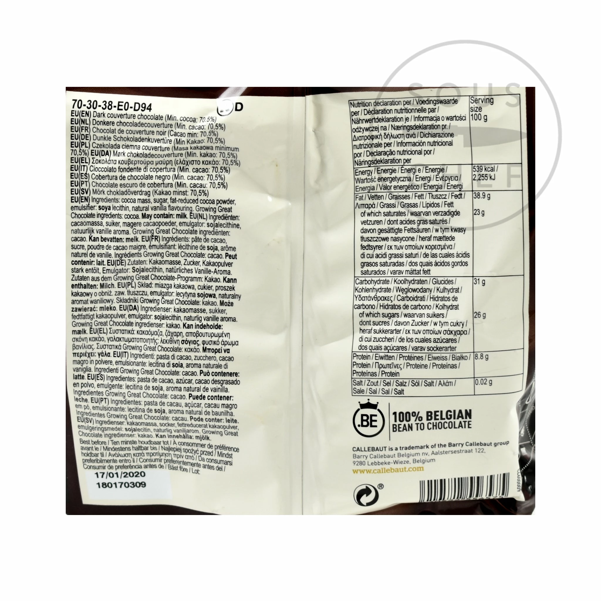 Callebaut Dark Chocolate Couverture 70% 400g 5 Callebaut Dark Chocolate Couverture 70% 400g