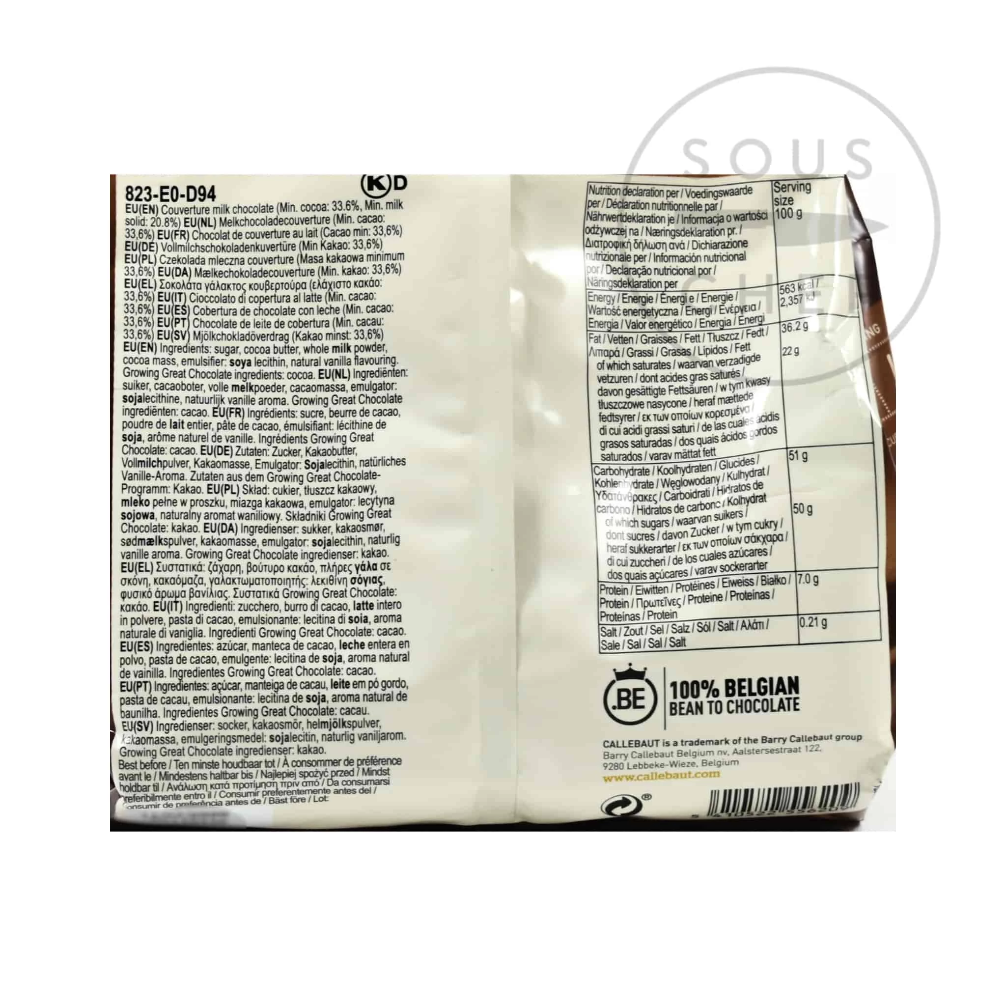 Callebaut Milk Chocolate Couverture 34% Ingredients 5 Callebaut Milk Chocolate Couverture 34% Ingredients