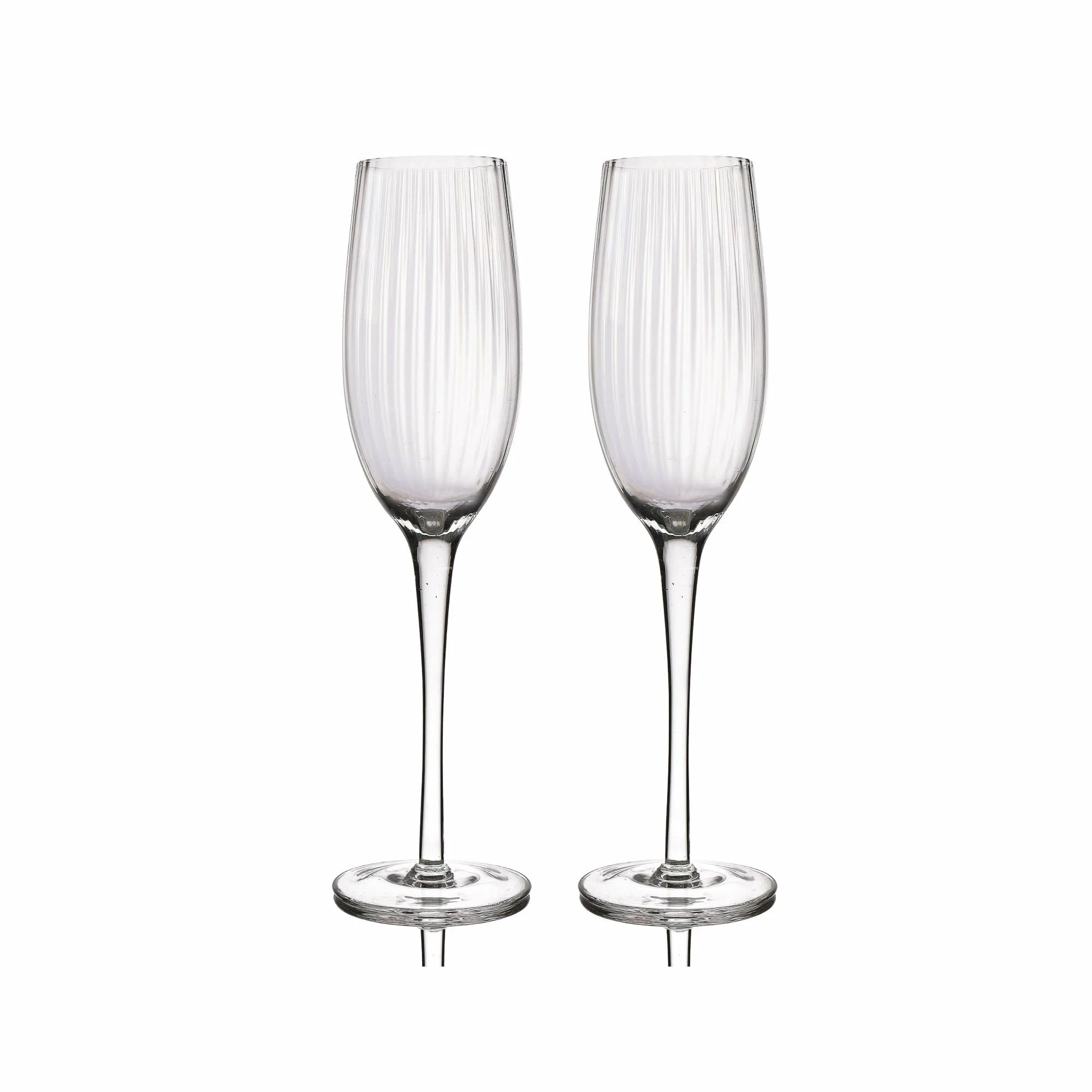 BarCraft Ribbed Champagne Flutes 220ml Set Of 2 3 BarCraft Ribbed Champagne Flutes 220ml Set Of 2