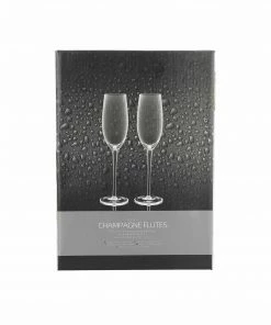 BarCraft Ribbed Champagne Flutes 220ml Set Of 2 10 BarCraft Ribbed Champagne Flutes 220ml Set Of 2