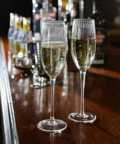 BarCraft Ribbed Champagne Flutes 220ml Set Of 2 13 BarCraft Ribbed Champagne Flutes 220ml Set Of 2