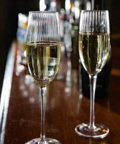 BarCraft Ribbed Champagne Flutes 220ml Set Of 2 11 BarCraft Ribbed Champagne Flutes 220ml Set Of 2