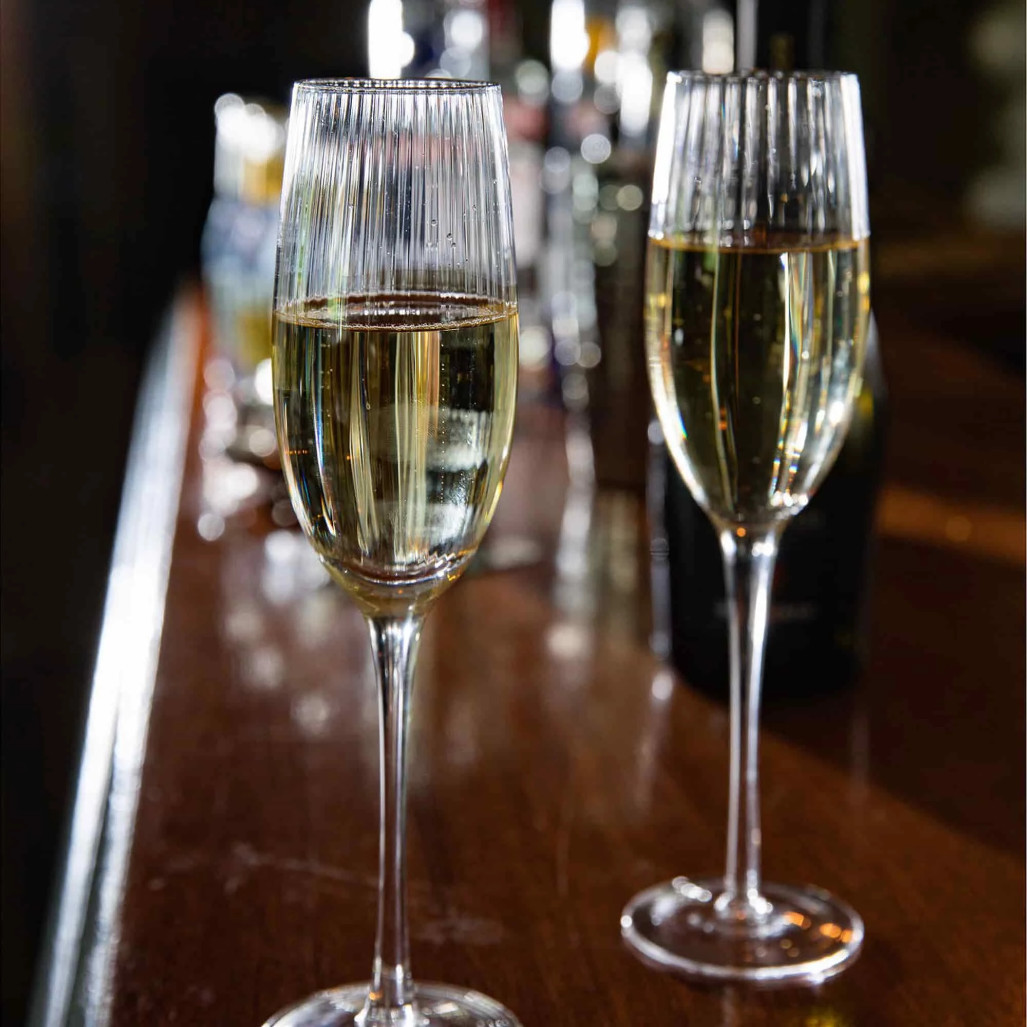 BarCraft Ribbed Champagne Flutes 220ml Set Of 2 6 BarCraft Ribbed Champagne Flutes 220ml Set Of 2