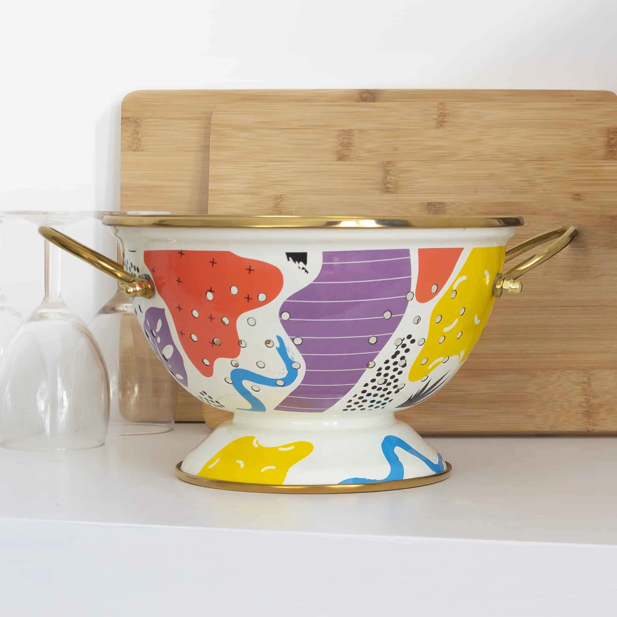 Kapka Abstract Enamel Colander 22cm Cookware 6 Kapka Abstract Enamel Colander 22cm Cookware