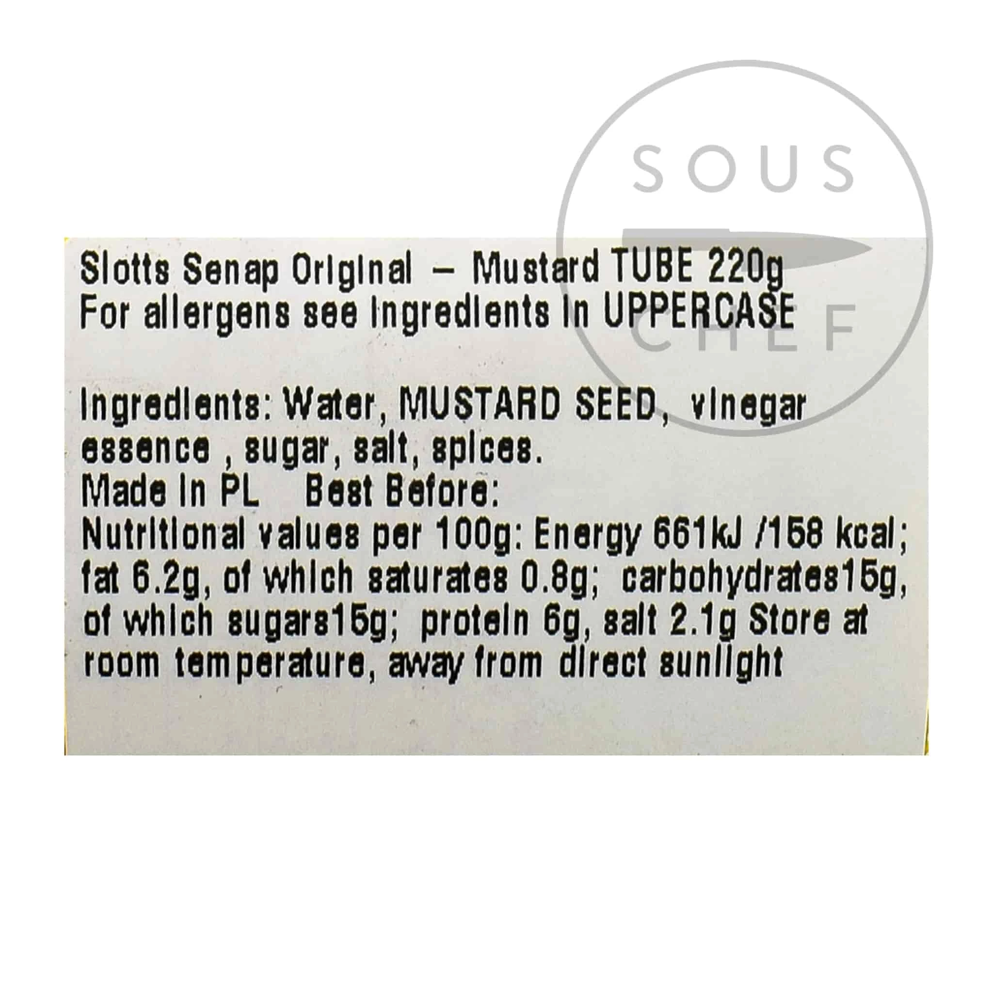 Slotts Original Swedish Mustard Tube 220g Ingredients 4 Slotts Original Swedish Mustard Tube 220g Ingredients