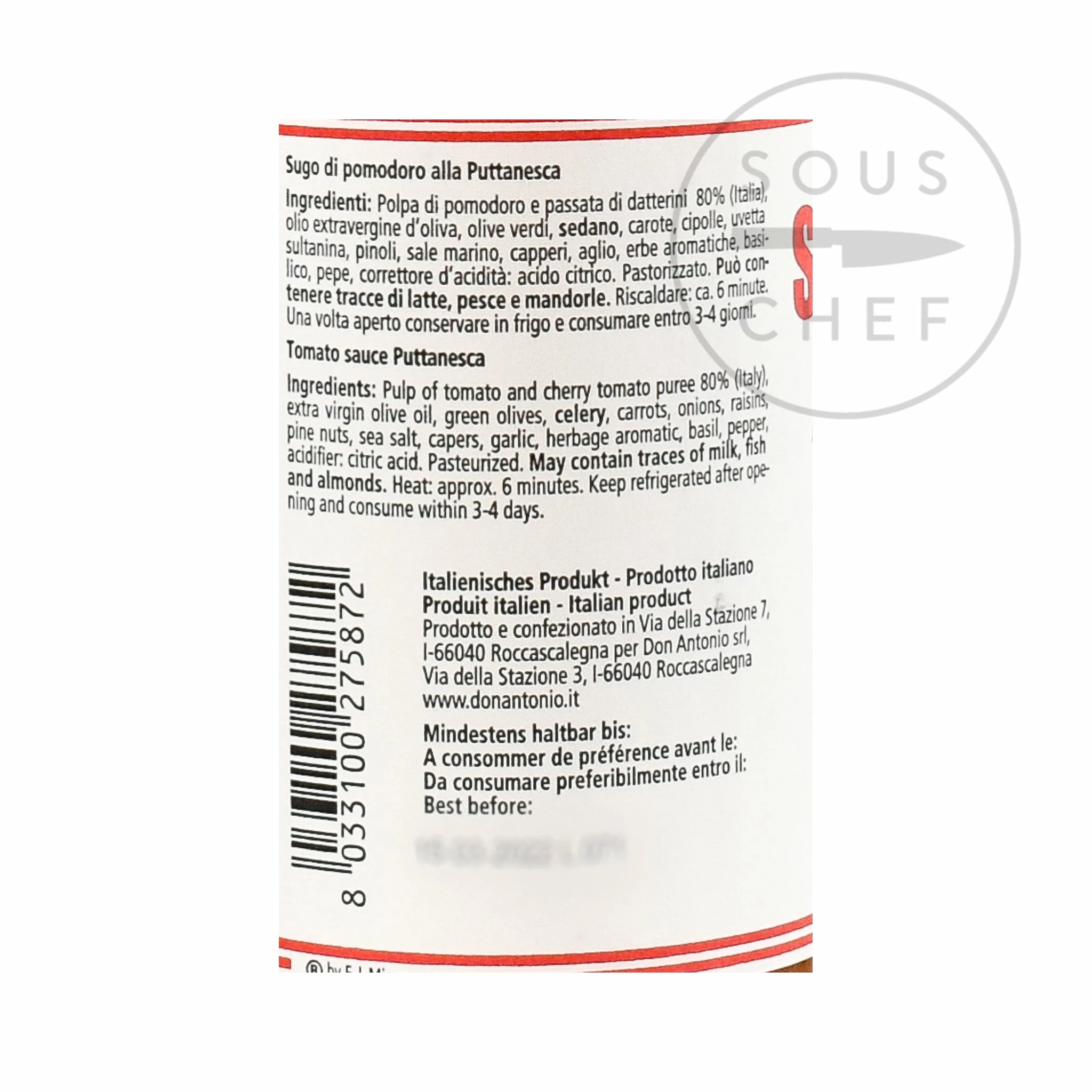 Don Antonio Puttanesca Sauce 500g Ingredients 4 Don Antonio Puttanesca Sauce 500g Ingredients