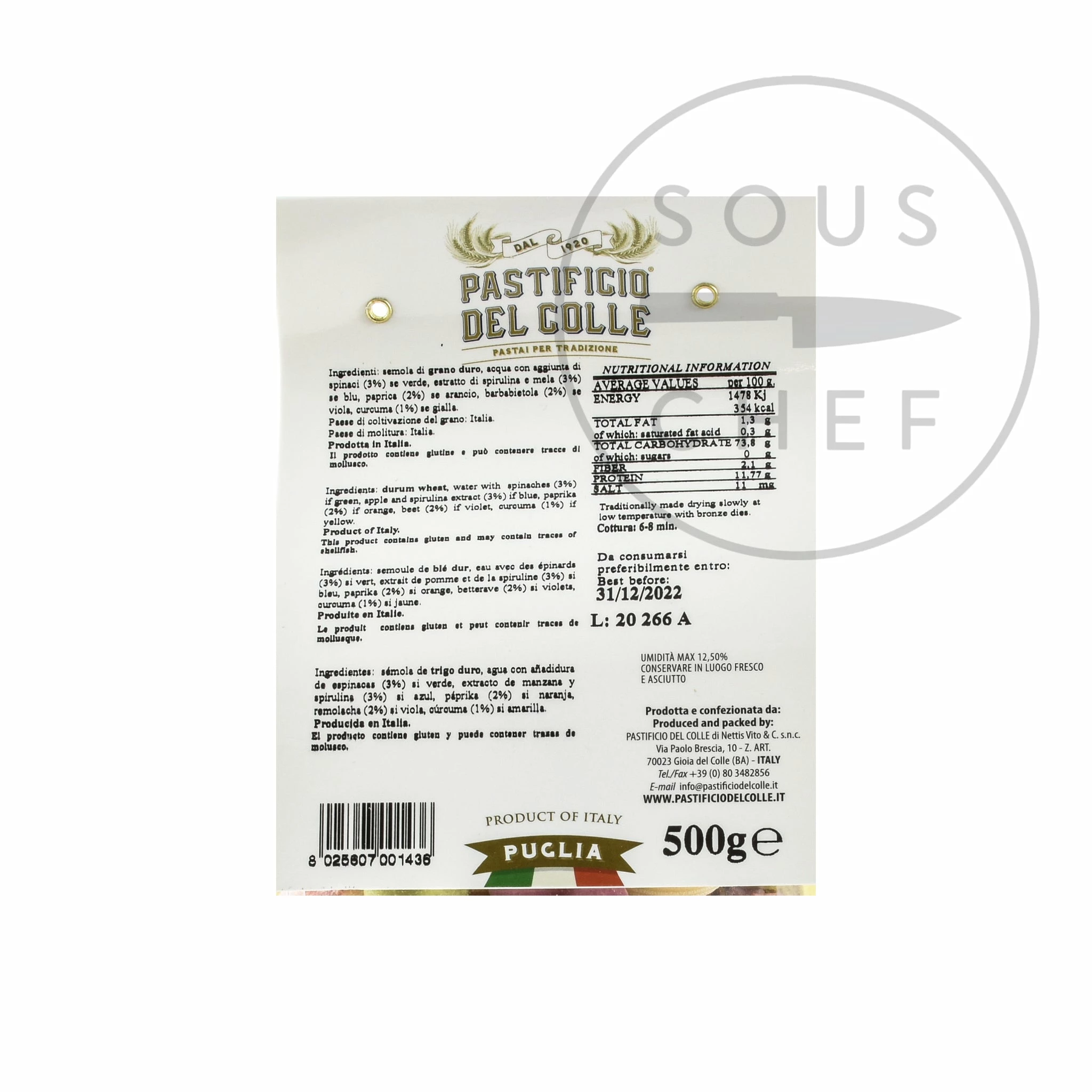 Pastificio Del Colle "Pick And Mix" Bronze Die Pasta 500g Ingredients 4 Pastificio Del Colle "Pick And Mix" Bronze Die Pasta 500g Ingredients