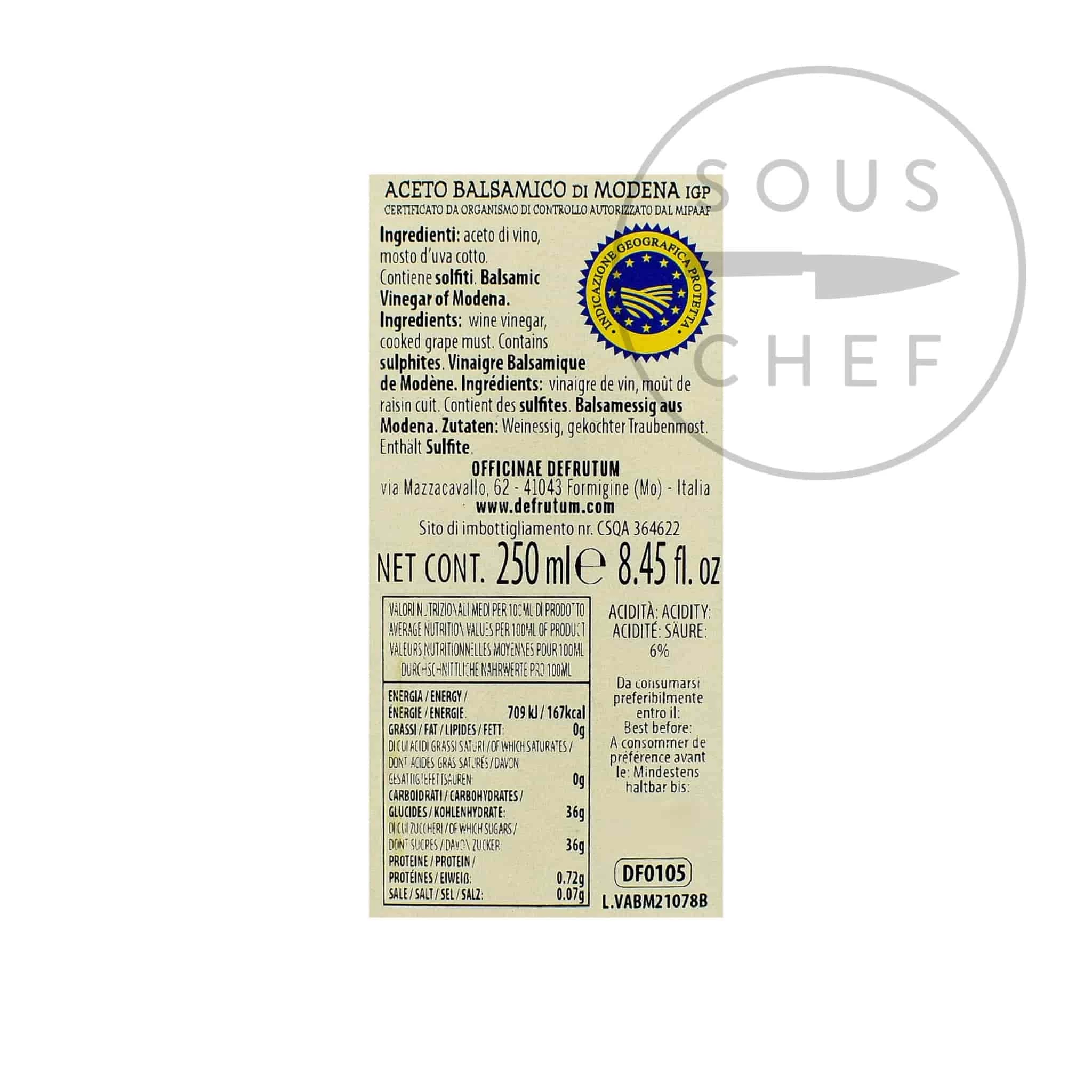 Ingredients Defrutum Balsamic Vinegar IGP 4 Yr Aged - 2 Crowns 250ml 4 Ingredients Defrutum Balsamic Vinegar IGP 4 Yr Aged - 2 Crowns 250ml