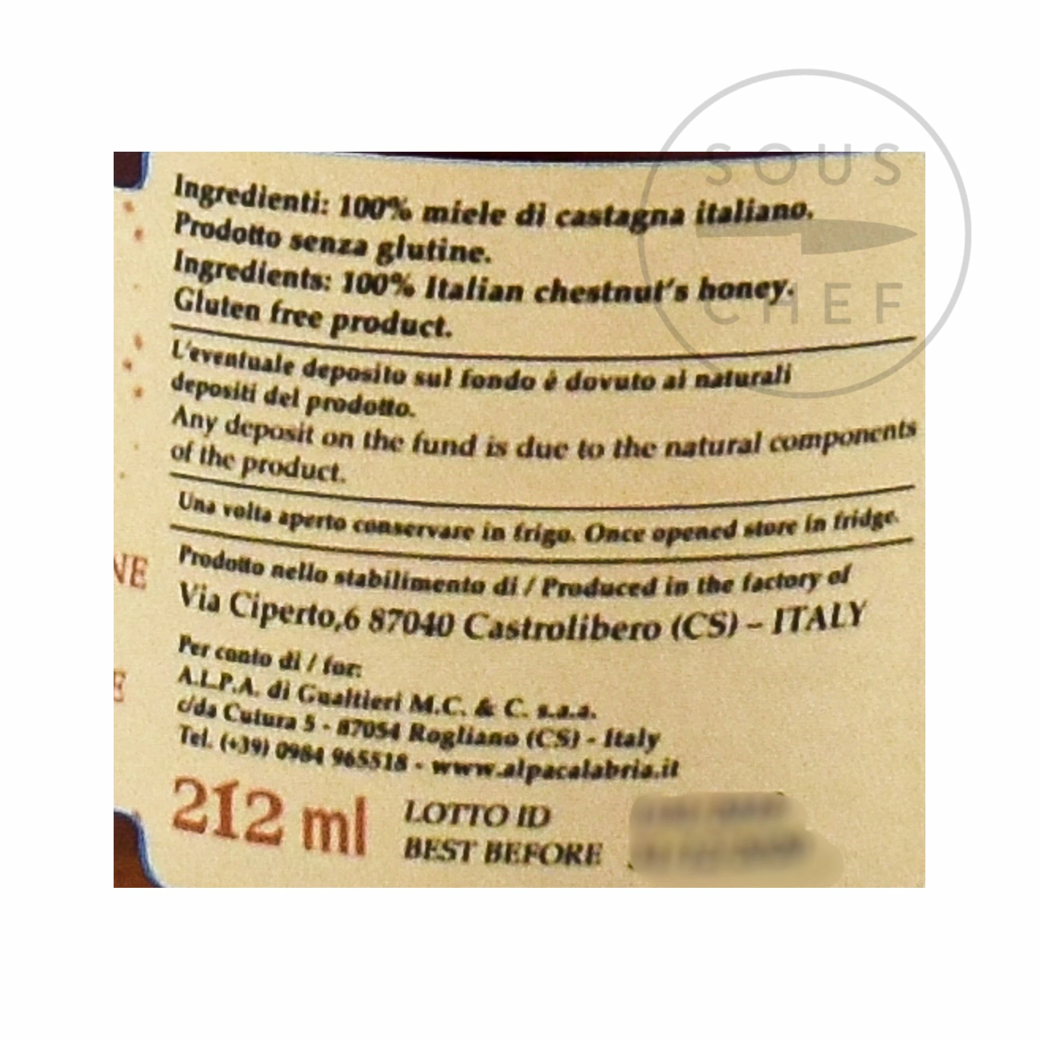 Alpa Italian Chestnut Honey 300g Ingredients 4 Alpa Italian Chestnut Honey 300g Ingredients
