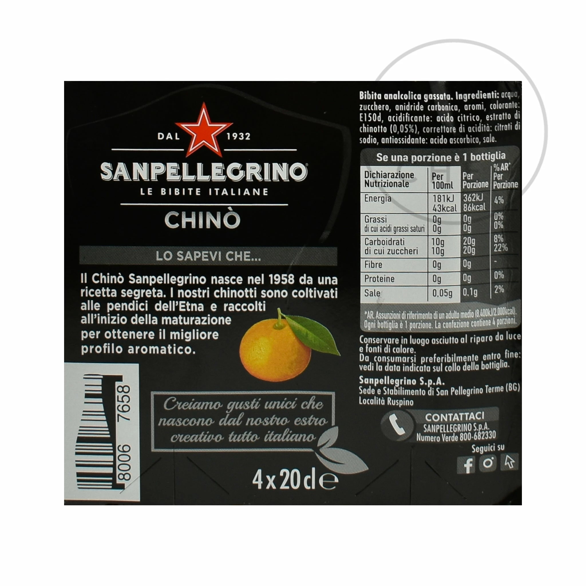 Sanpellegrino Chino - 20cl X 4 Ingredients 4 Sanpellegrino Chino - 20cl X 4 Ingredients