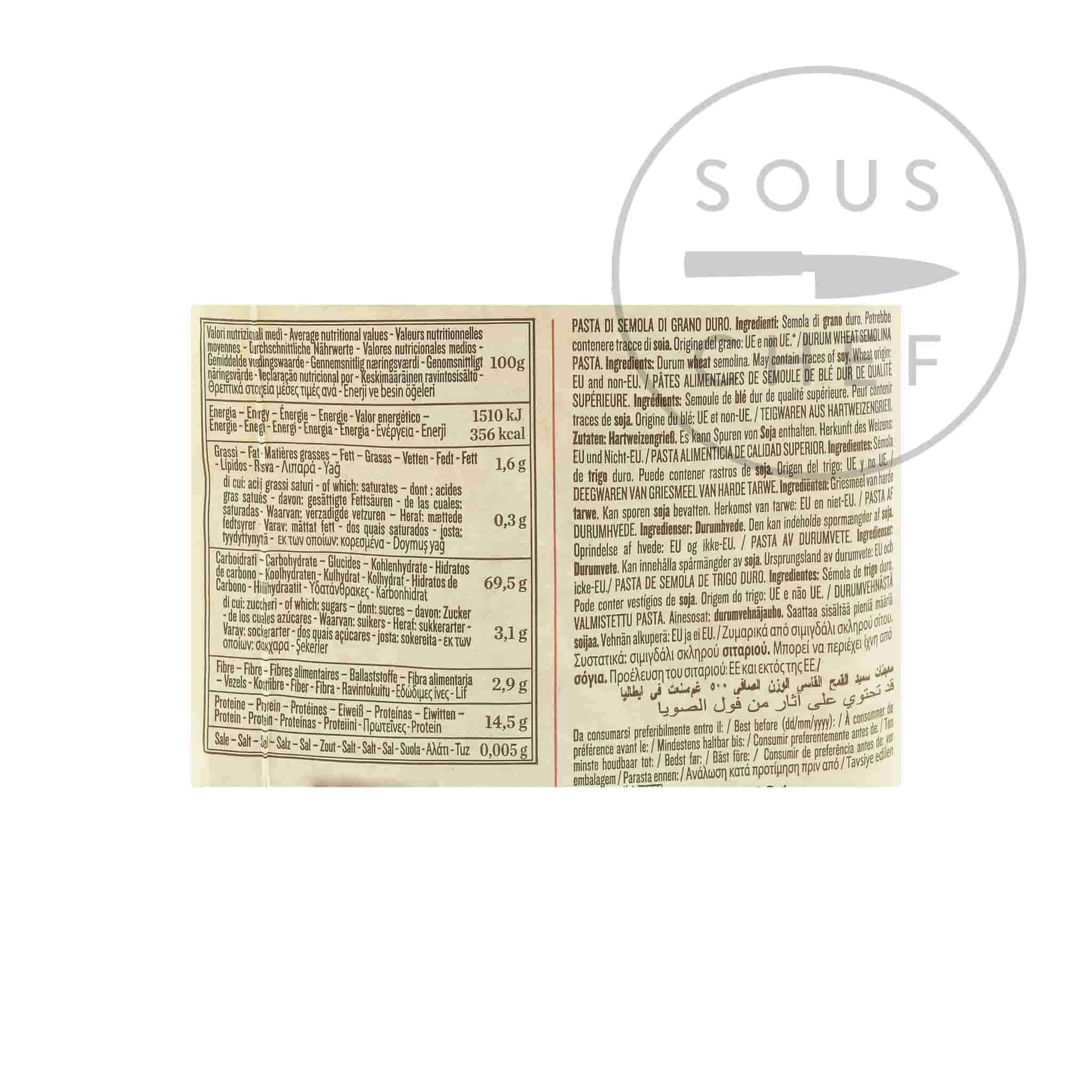 Rummo Conchiglioni Rigati 500g Ingredients 4 Rummo Conchiglioni Rigati 500g Ingredients