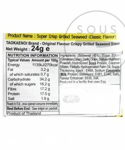 Ingredients Tao Kae Noi Grilled Super Crisp Seaweed 24g