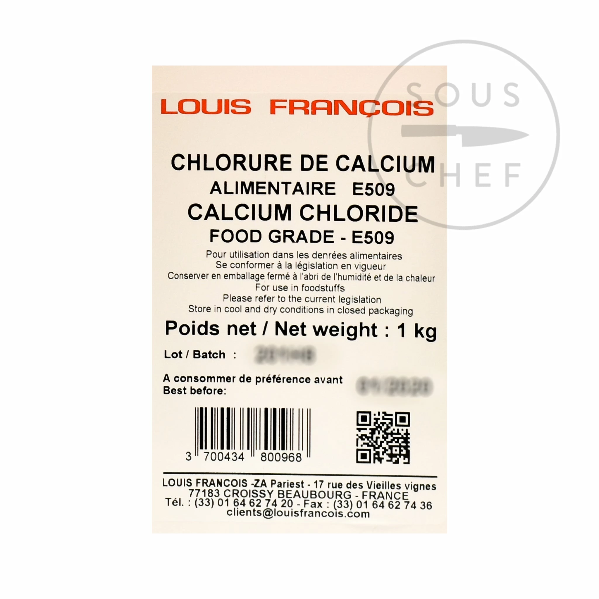 Louis Francois Calcium Chloride 1kg Ingredients 4 Louis Francois Calcium Chloride 1kg Ingredients