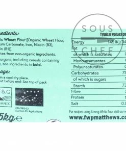 Matthews Cotswold Flour Matthews Cotswold Organic Strong White Flour 5x1.5kg Ingredients