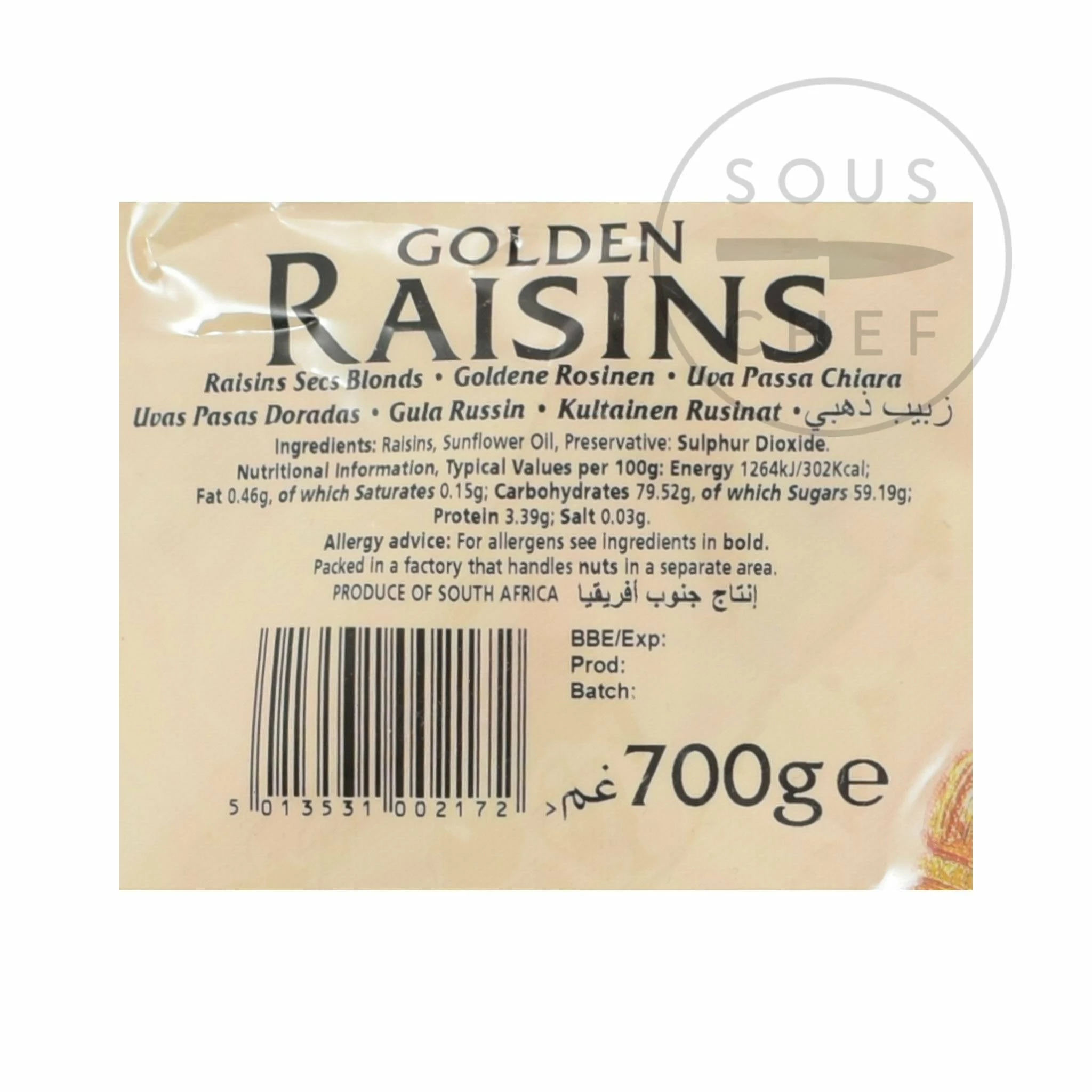 Natco Golden Raisins 700g Ingredients 4 Natco Golden Raisins 700g Ingredients