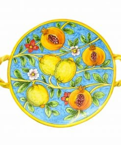 Ceramiche Toscane Hand Painted Centrepiece Dish - Pomegranates & Lemons 35cm Tableware