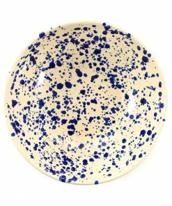 Puglia Handmade Puglia Blue Splatter Large Salad Bowl 28cm Tableware