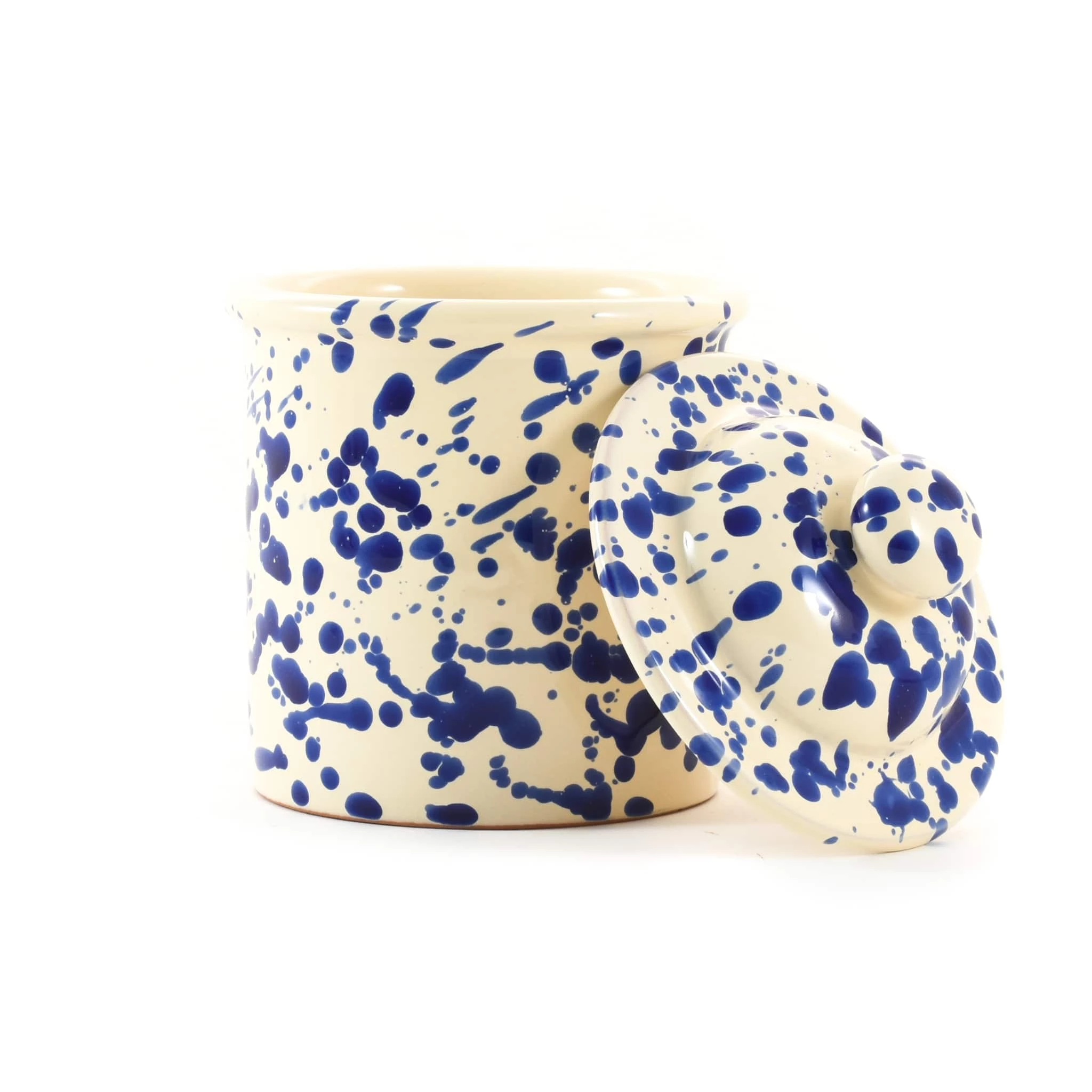Puglia Handmade Puglia Blue Splatter Storage Jar 15cm 4 Puglia Handmade Puglia Blue Splatter Storage Jar 15cm