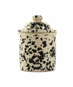 Puglia Handmade Puglia Black Splatter Ceramic Storage Jar 15cm