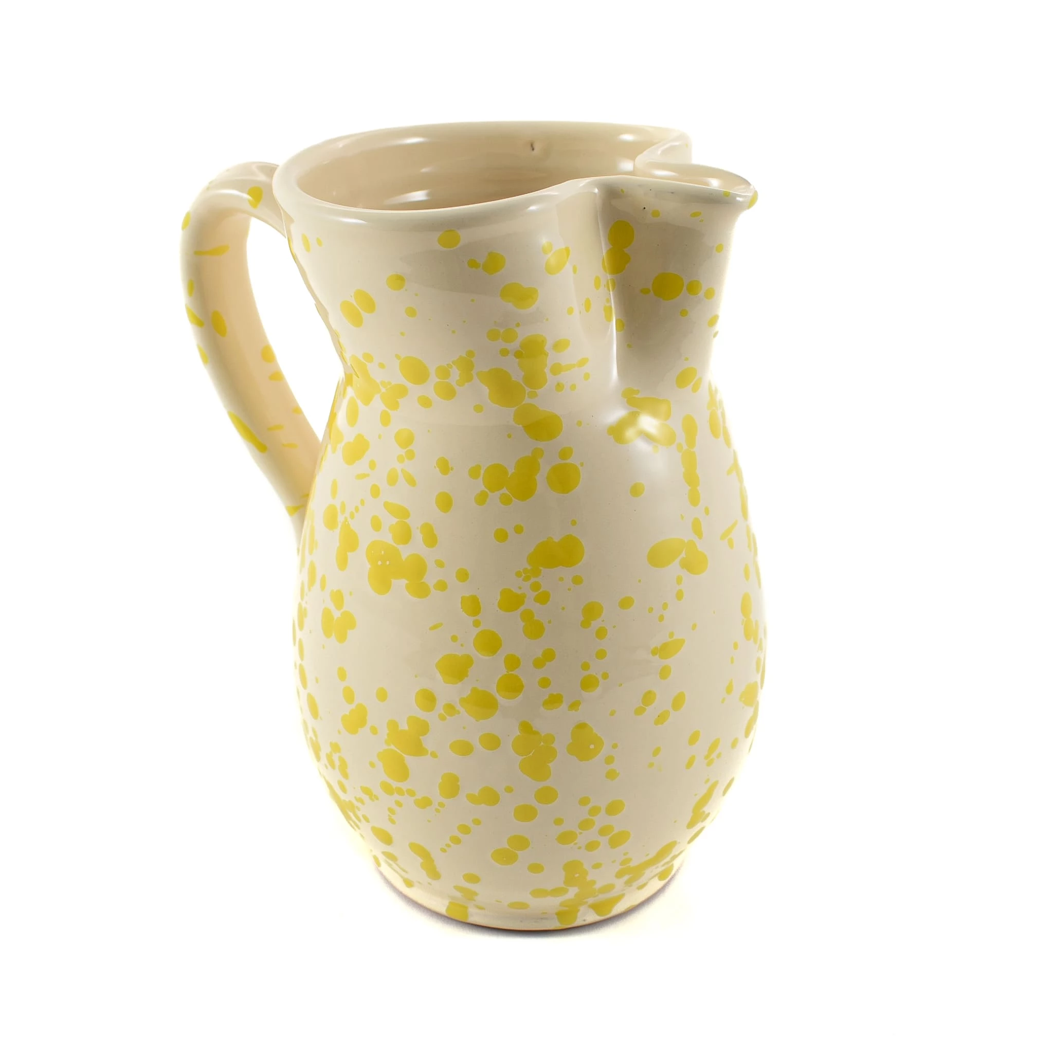 Puglia Handmade Tableware Puglia Yellow Splatter Ceramic Pitcher 4 Puglia Handmade Tableware Puglia Yellow Splatter Ceramic Pitcher
