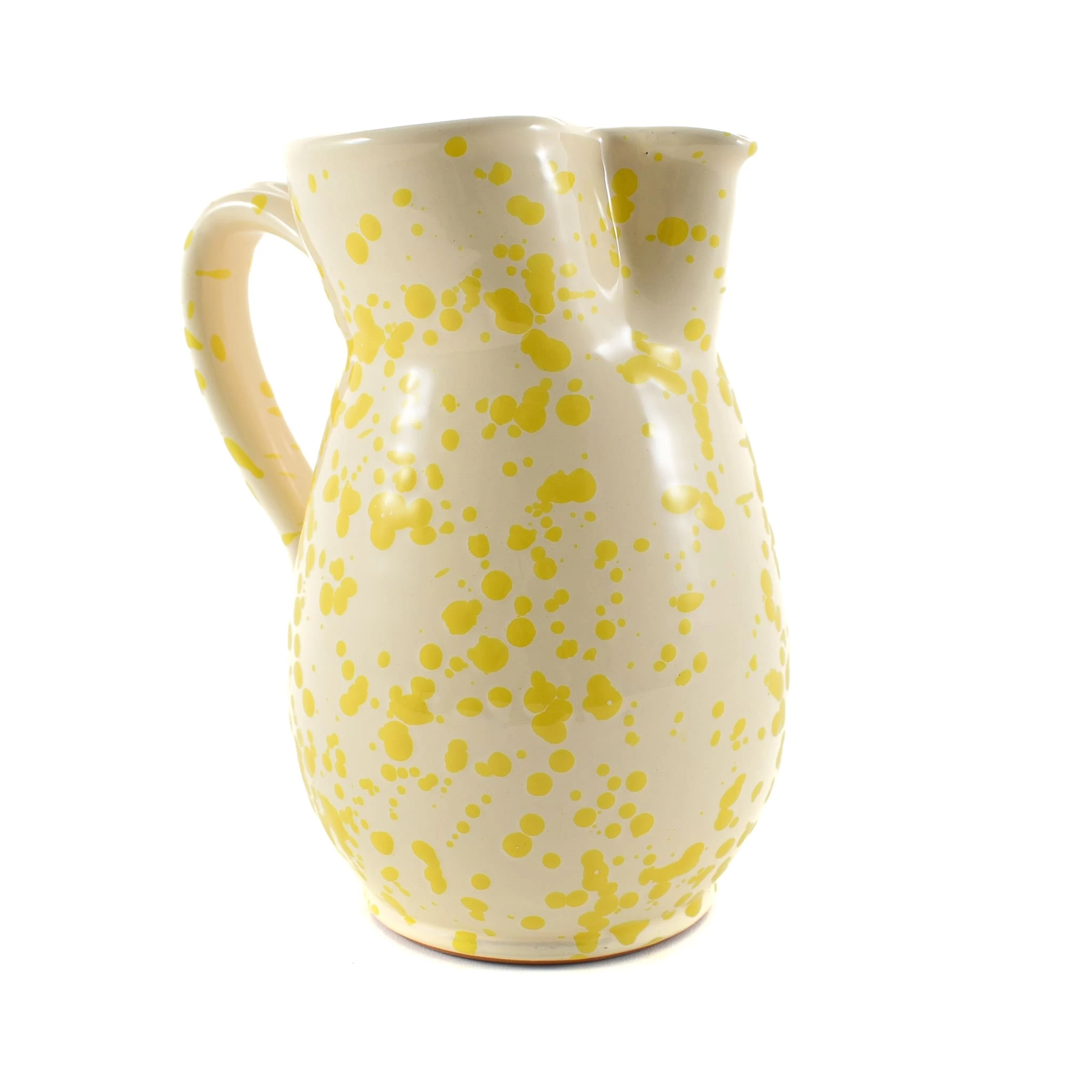 Puglia Handmade Tableware Puglia Yellow Splatter Ceramic Pitcher 3 Puglia Handmade Tableware Puglia Yellow Splatter Ceramic Pitcher