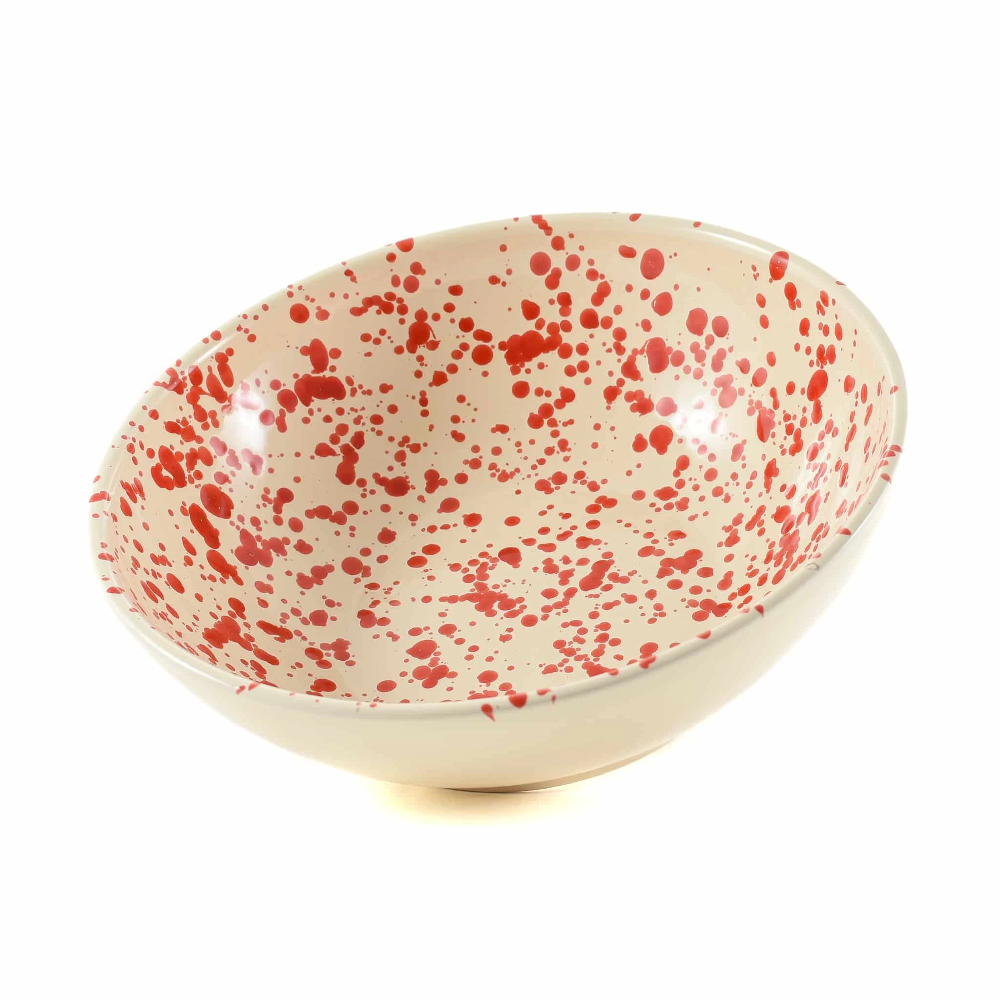Puglia Handmade Tableware Puglia Red Splatter Large Salad Bowl 28cm 4 Puglia Handmade Tableware Puglia Red Splatter Large Salad Bowl 28cm