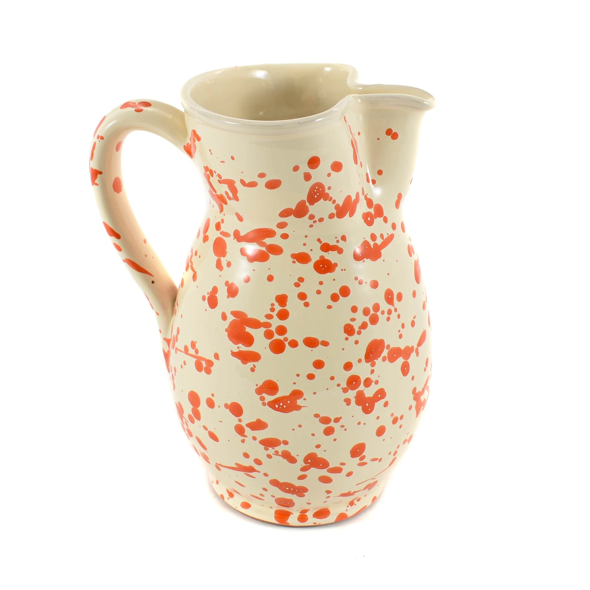 Puglia Handmade Tableware Puglia Orange Splatter Pitcher 4 Puglia Handmade Tableware Puglia Orange Splatter Pitcher