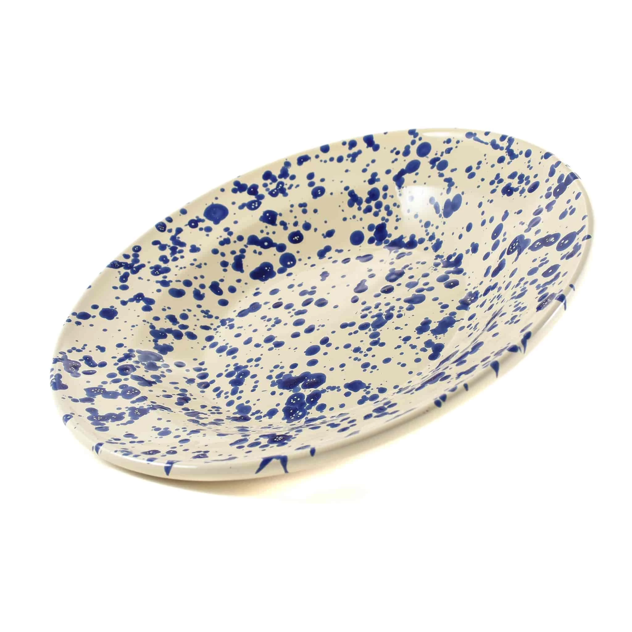 Puglia Handmade Tableware Puglia Blue Splatter Pasta Bowl 29cm 4 Puglia Handmade Tableware Puglia Blue Splatter Pasta Bowl 29cm