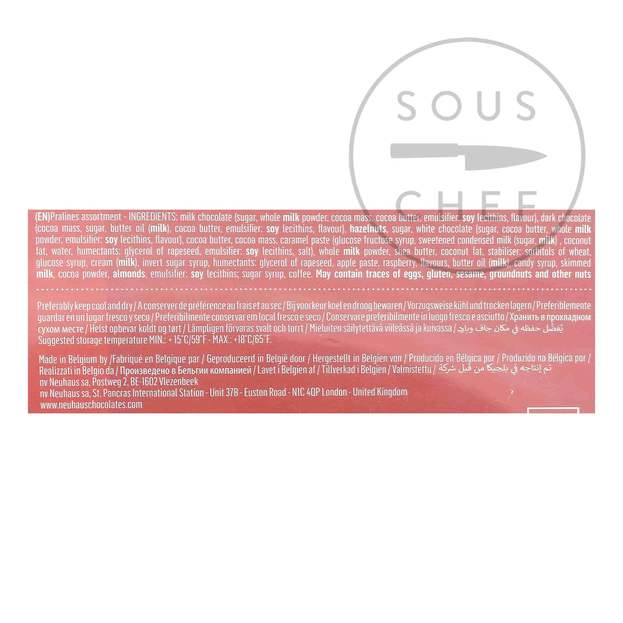 Neuhaus Red Metal Heart Belgian Chocolates - 10 Pieces Ingredients 4 Neuhaus Red Metal Heart Belgian Chocolates - 10 Pieces Ingredients