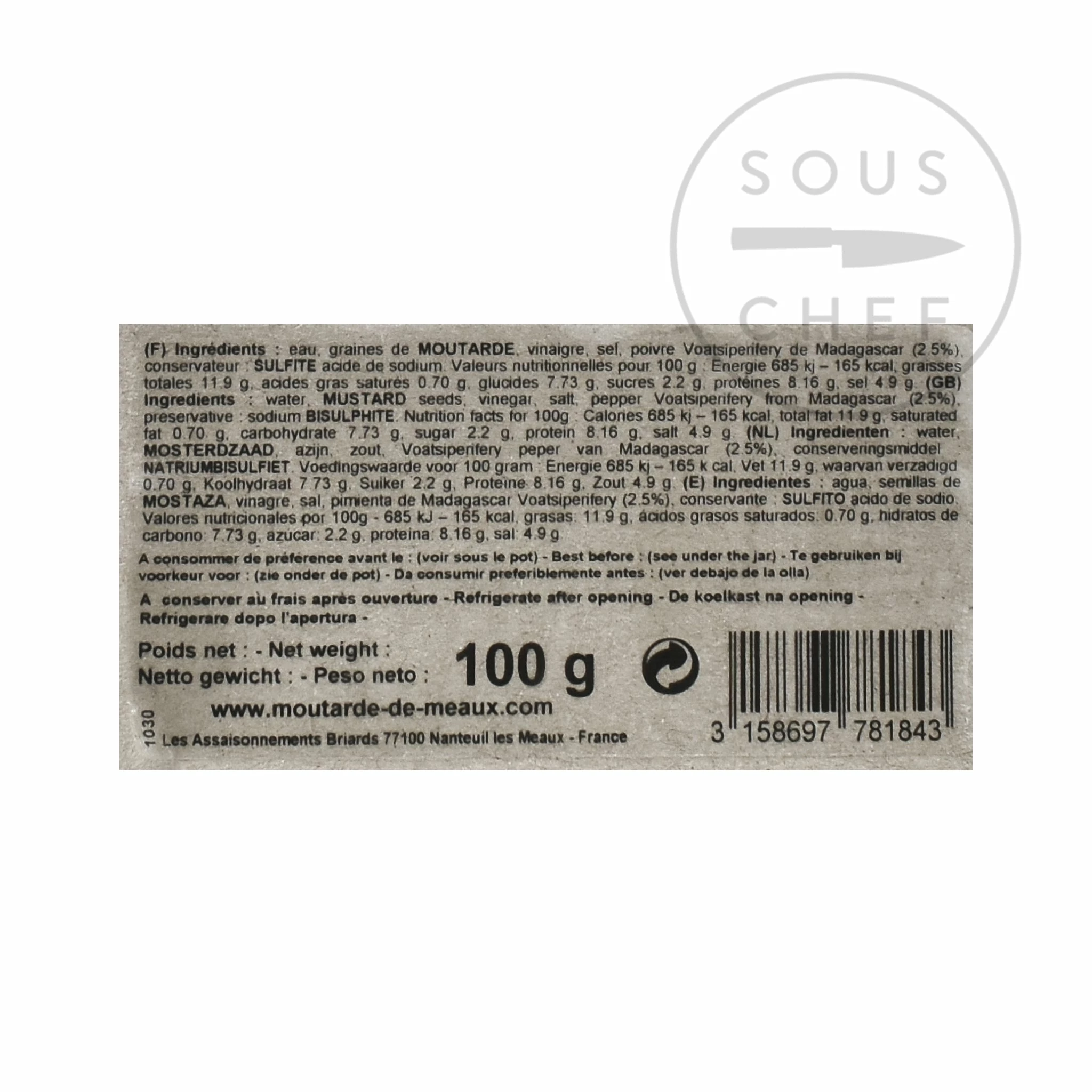 Ingredients Pommery Voatsiperifery Pepper Mustard 100g 4 Ingredients Pommery Voatsiperifery Pepper Mustard 100g