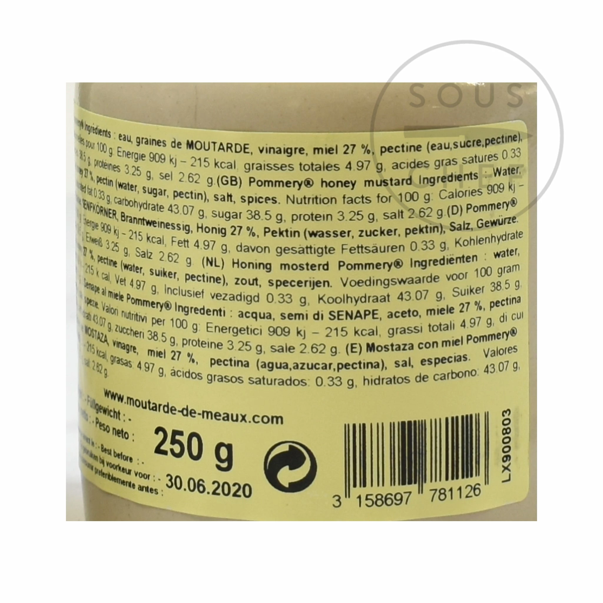 Ingredients Pommery Honey Mustard 250g 4 Ingredients Pommery Honey Mustard 250g