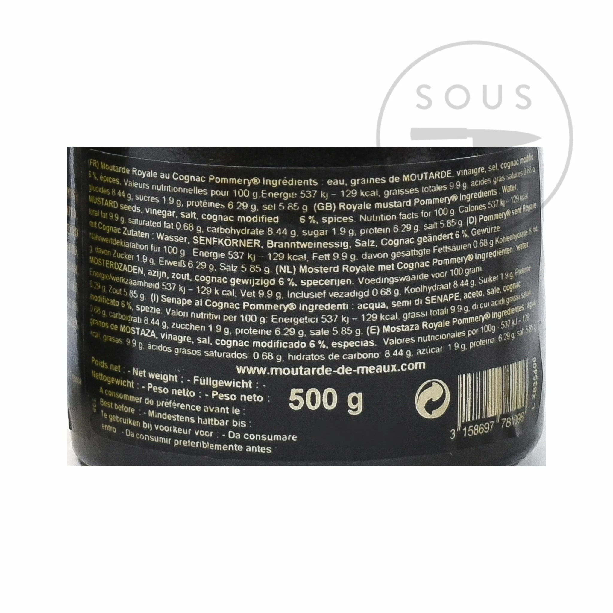 Ingredients Pommery Royale Mustard With Cognac 500g 4 Ingredients Pommery Royale Mustard With Cognac 500g