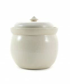 Sauerkraut Pots Handmade Stoneware Fermenting Crock In White 2 Litre