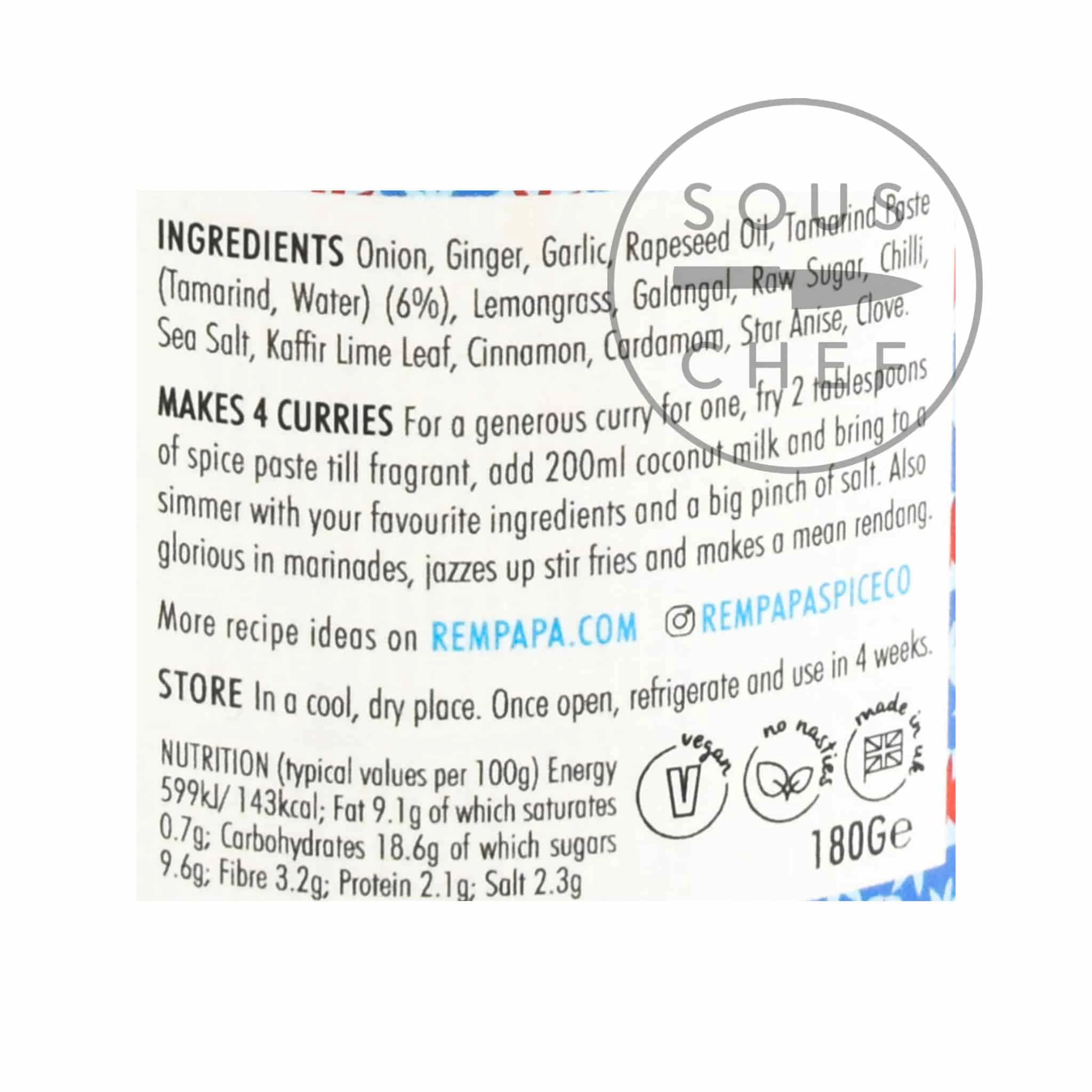 Ingredients Rempapa Balinese Spiced Tamarind Curry Paste 180g 6 Ingredients Rempapa Balinese Spiced Tamarind Curry Paste 180g