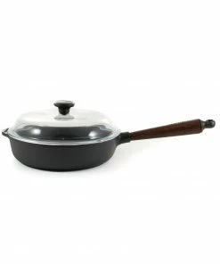 Cookware Skeppshult Traditional Cast Iron Deep Saute Pan With Lid 25cm