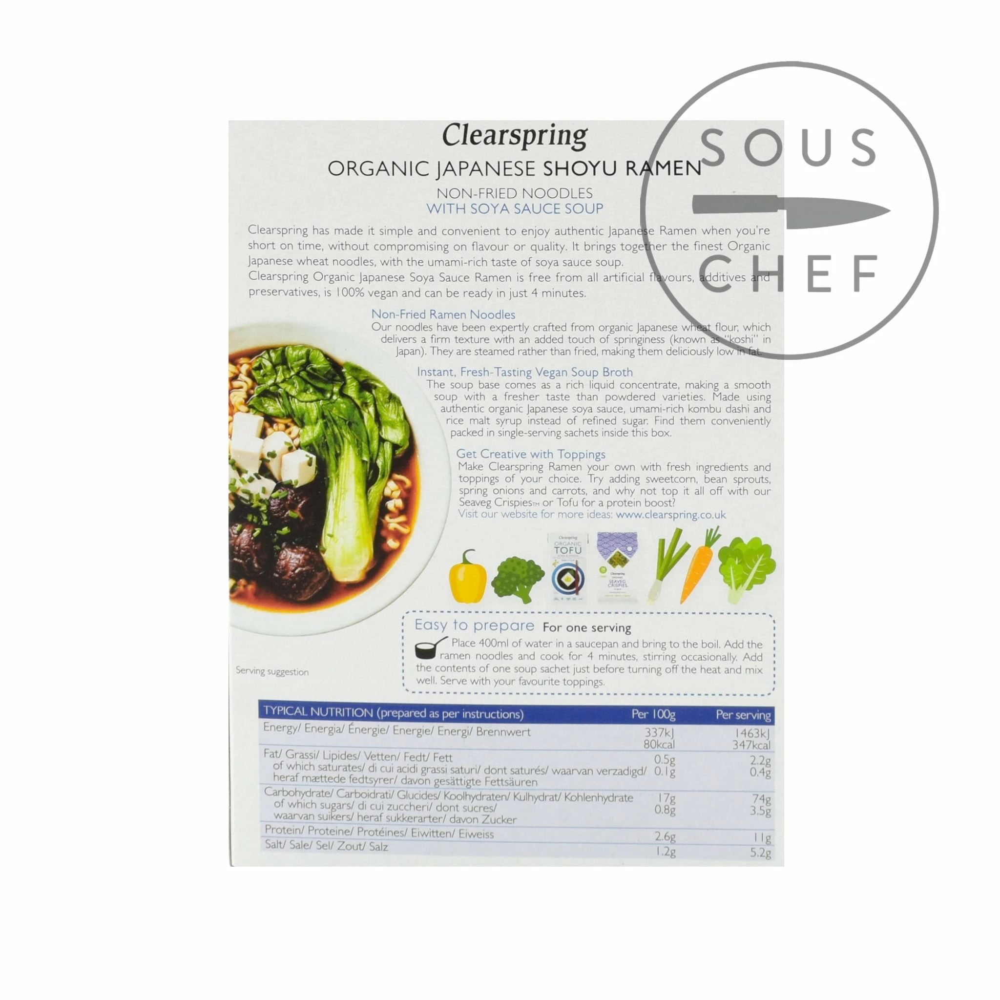 Ingredients Clearspring Organic Shoyu Ramen Noodle Soup 210g 5 Ingredients Clearspring Organic Shoyu Ramen Noodle Soup 210g