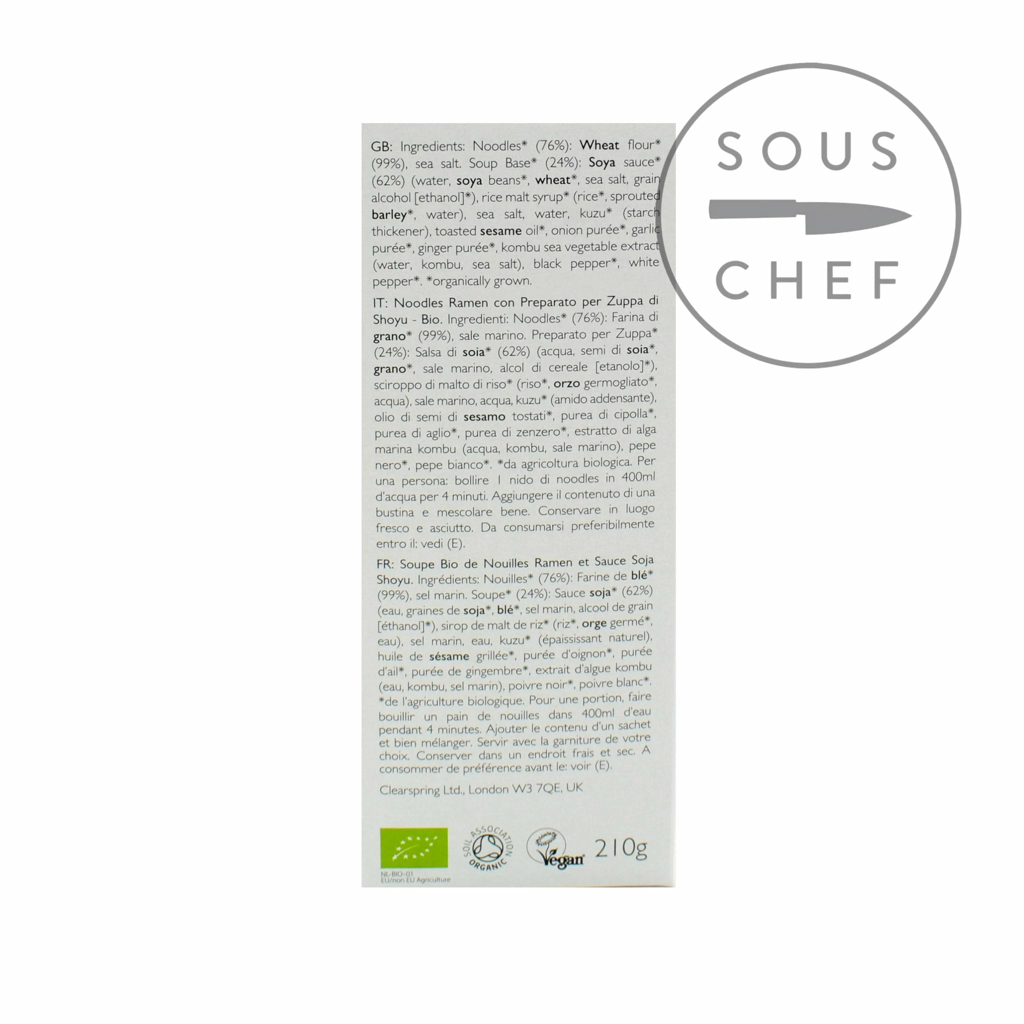 Ingredients Clearspring Organic Shoyu Ramen Noodle Soup 210g 4 Ingredients Clearspring Organic Shoyu Ramen Noodle Soup 210g