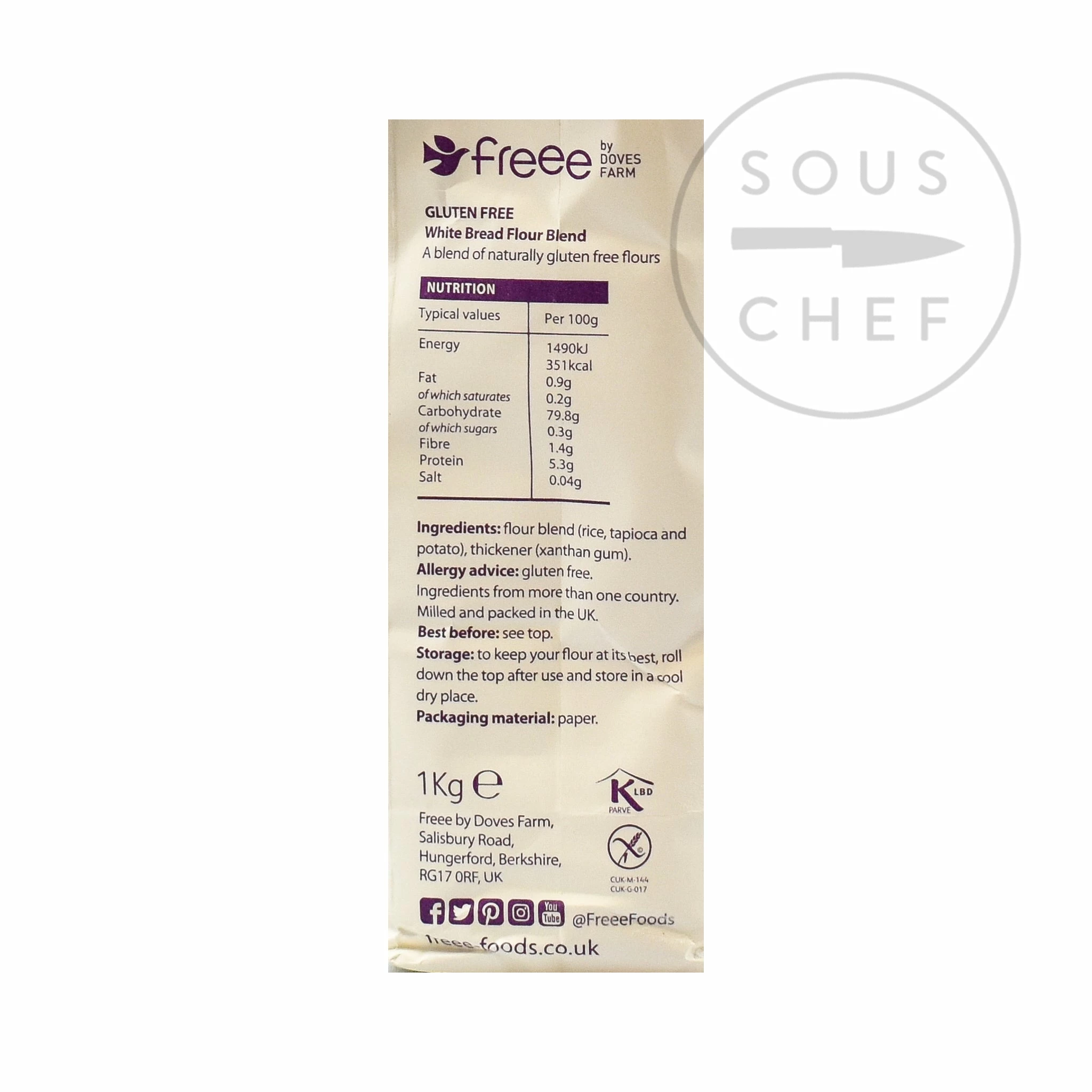 Doves Farm Gluten Free White Bread Flour 1kg Ingredients 4 Doves Farm Gluten Free White Bread Flour 1kg Ingredients