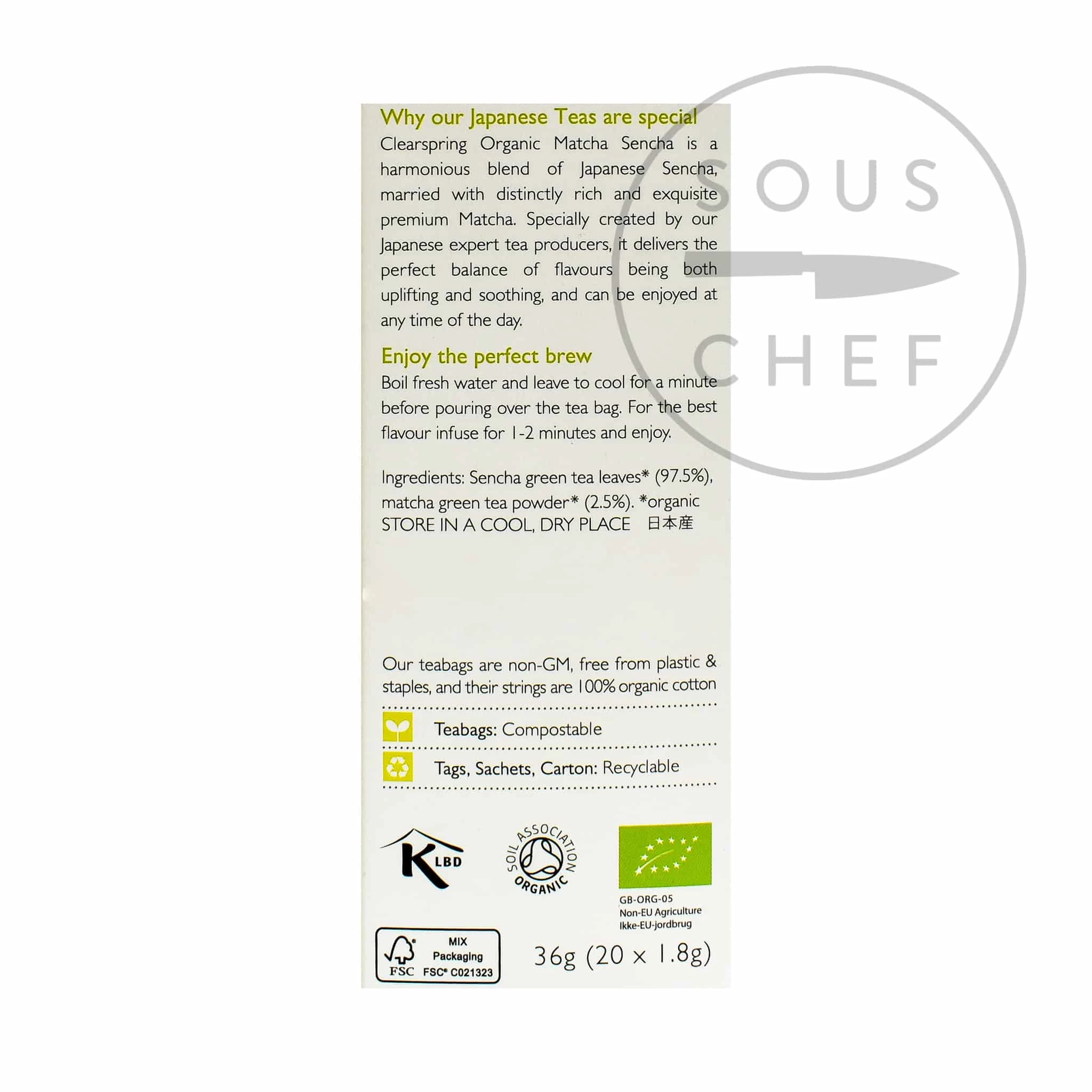 Clearspring Matcha Sencha Green Tea - 20 Bags 4 Clearspring Matcha Sencha Green Tea - 20 Bags