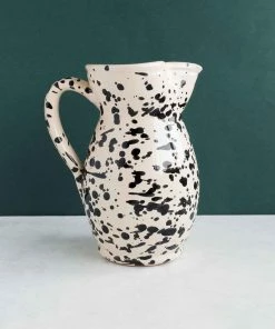 Puglia Handmade Puglia Black Splatter Ceramic Pitcher Tableware 7 Puglia Handmade Puglia Black Splatter Ceramic Pitcher Tableware
