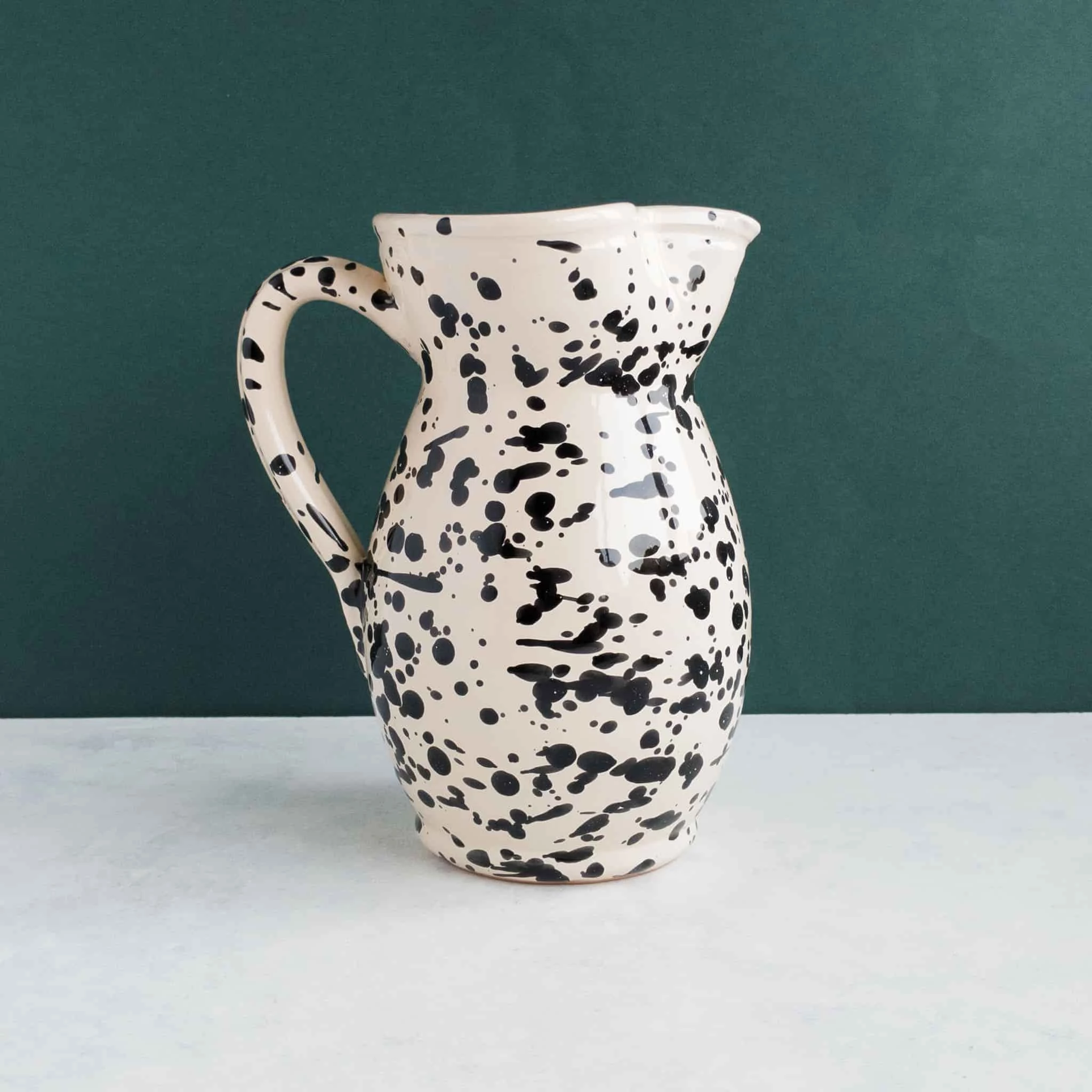 Puglia Handmade Puglia Black Splatter Ceramic Pitcher Tableware 5 Puglia Handmade Puglia Black Splatter Ceramic Pitcher Tableware