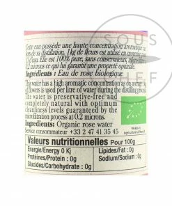 Ingredients Terre Exotique Organic Rose Water 100ml